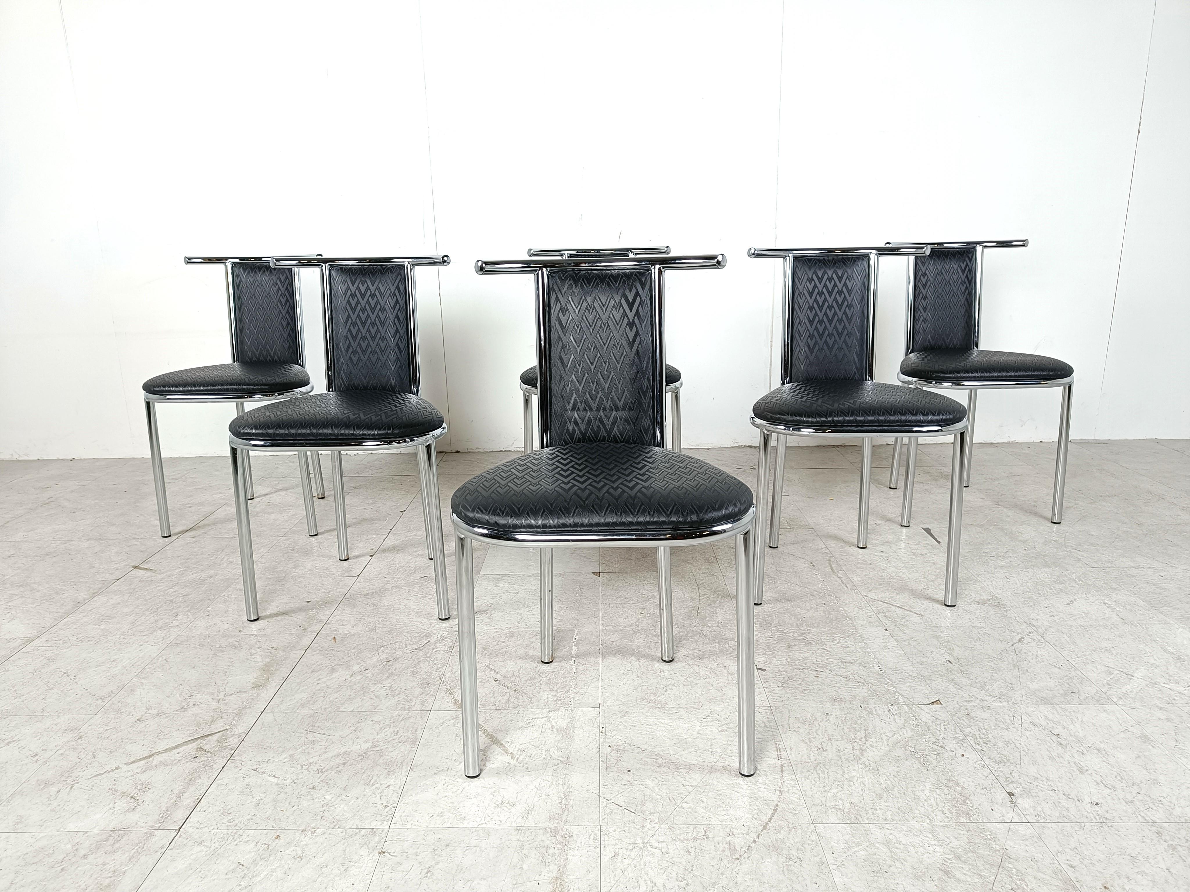 Post-Modern Vintage chrome postmodern dining chairs, 1980s For Sale