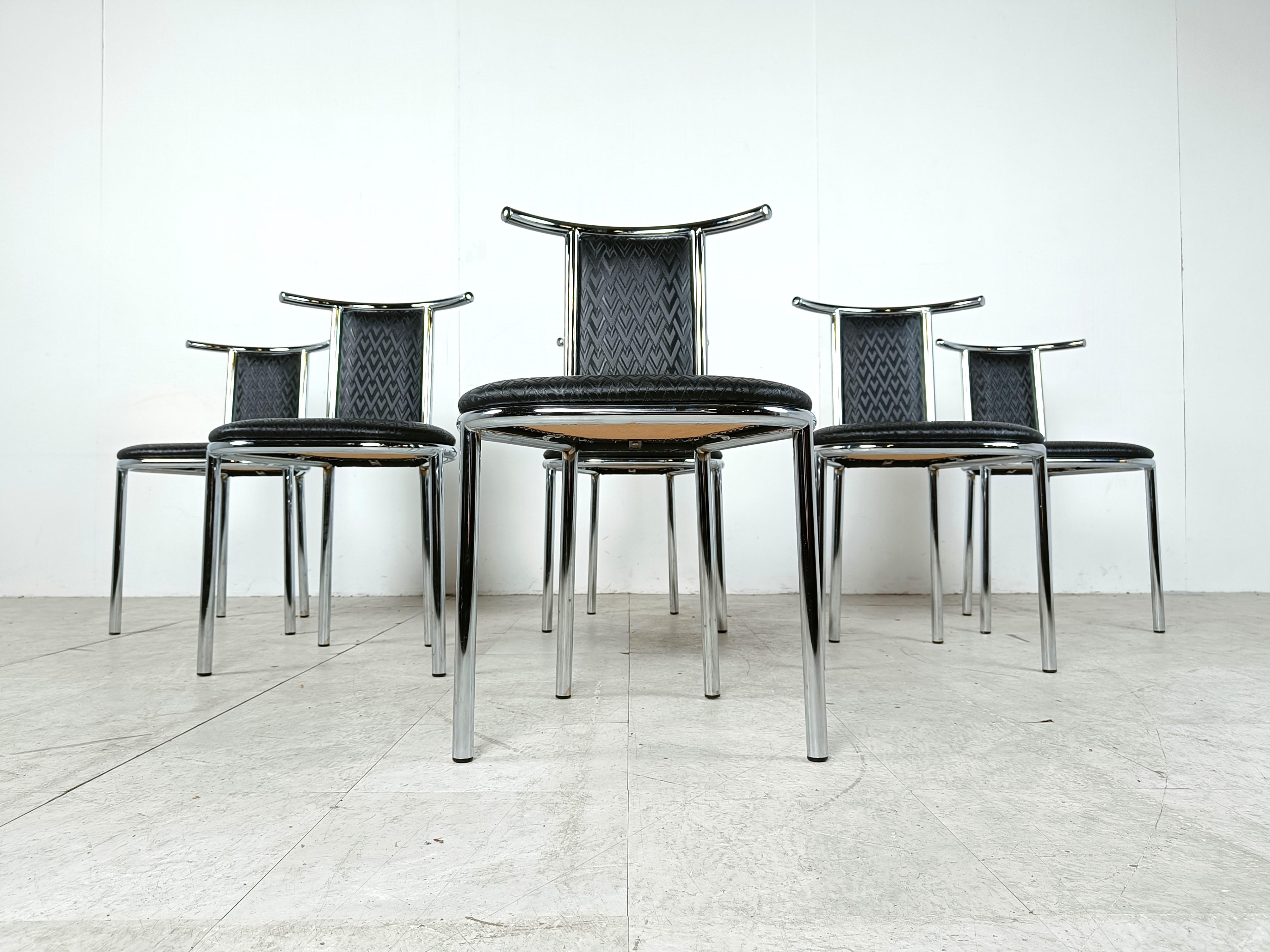 Belgian Vintage chrome postmodern dining chairs, 1980s For Sale