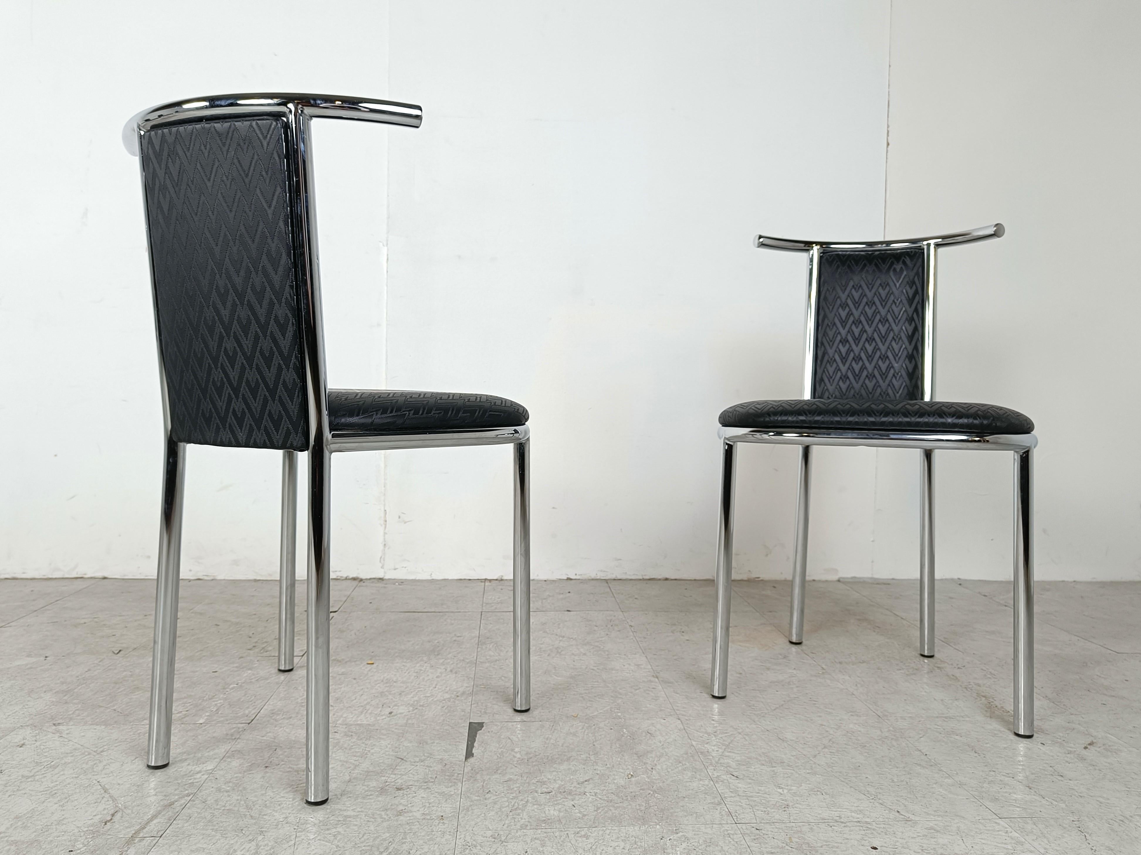 Vintage chrome postmodern dining chairs, 1980s For Sale 1