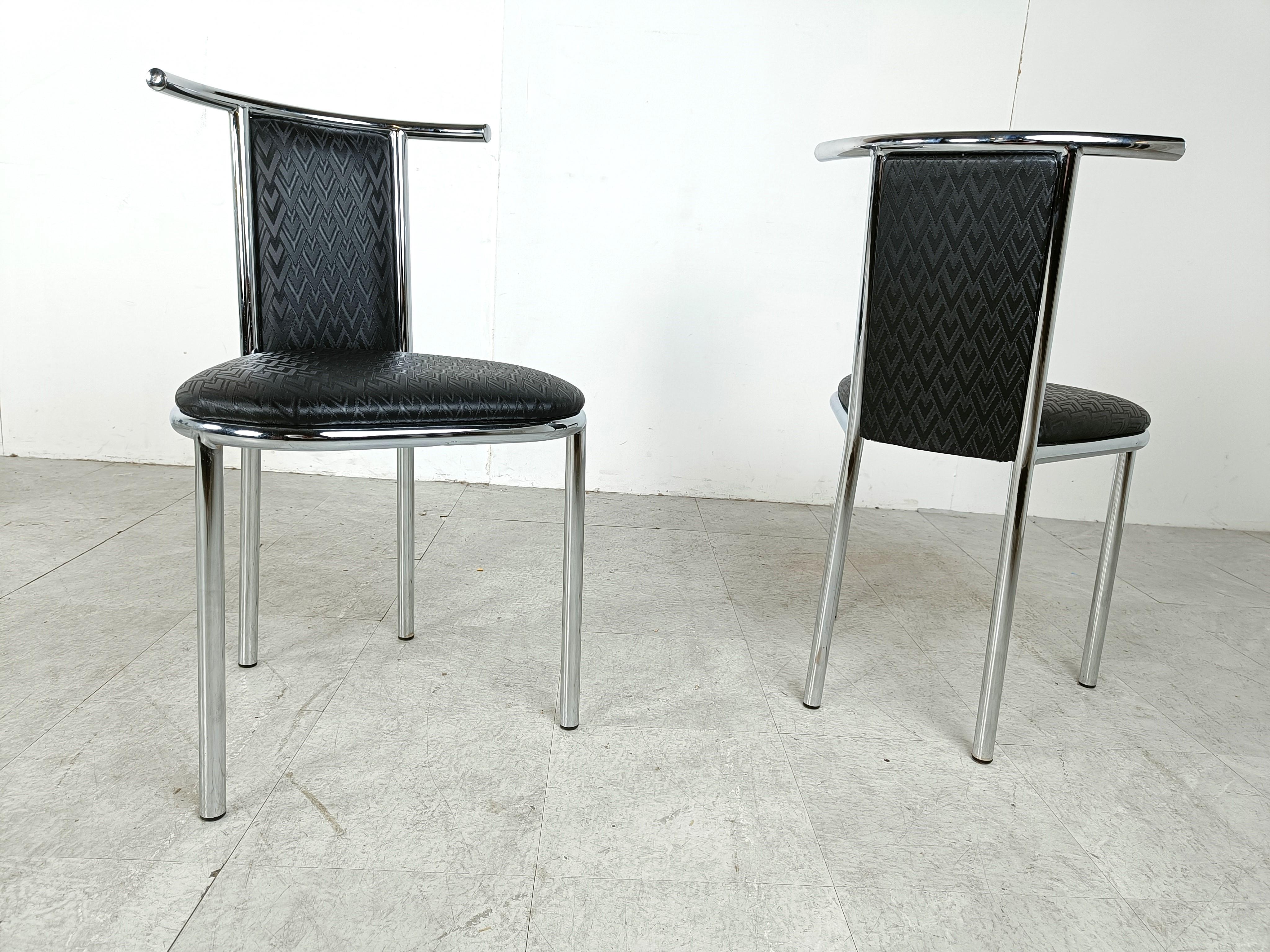 Vintage chrome postmodern dining chairs, 1980s For Sale 2