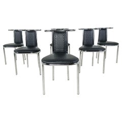 Vintage chrome postmodern dining chairs, 1980s