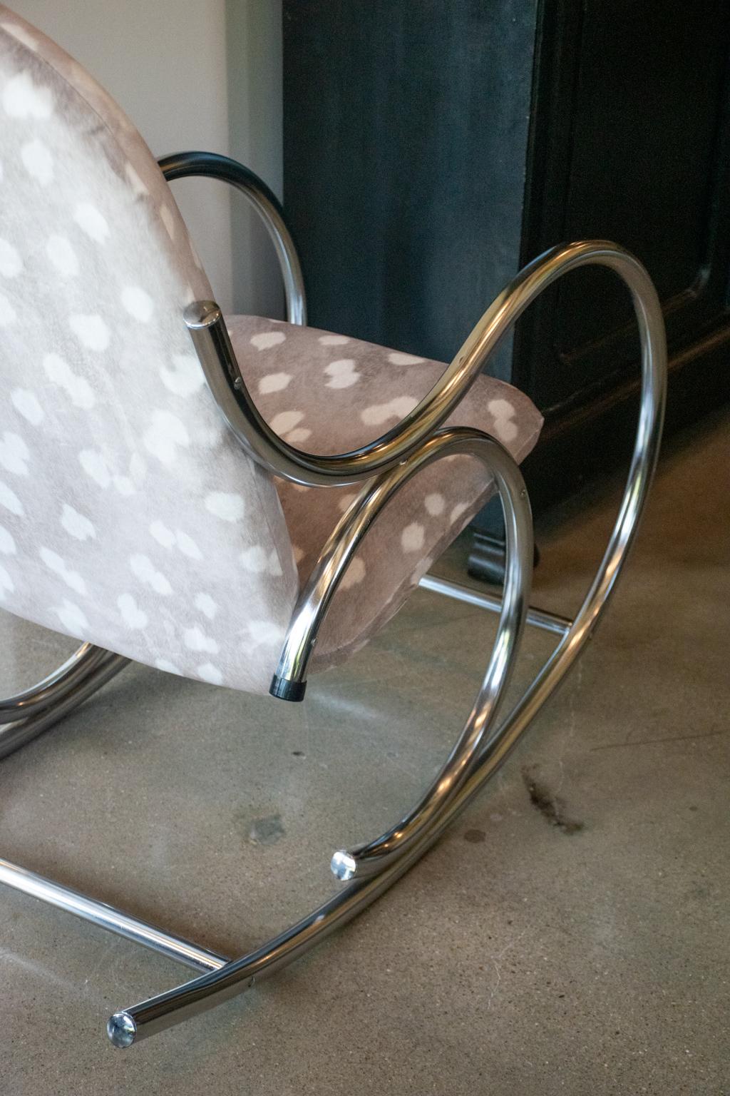 Upholstery Vintage Chrome Rocking Chair