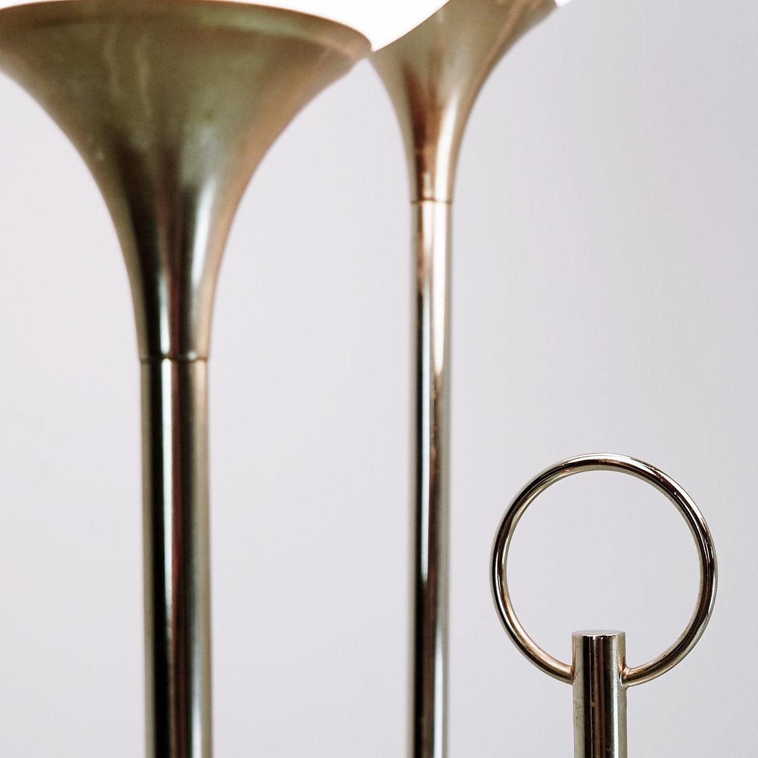 Opaline Glass Vintage Chrome Sciolari Floor Lamp, 1970s , Italy For Sale