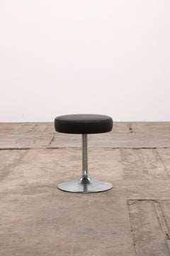 Tabouret latéral gris vintage chromé, 1970