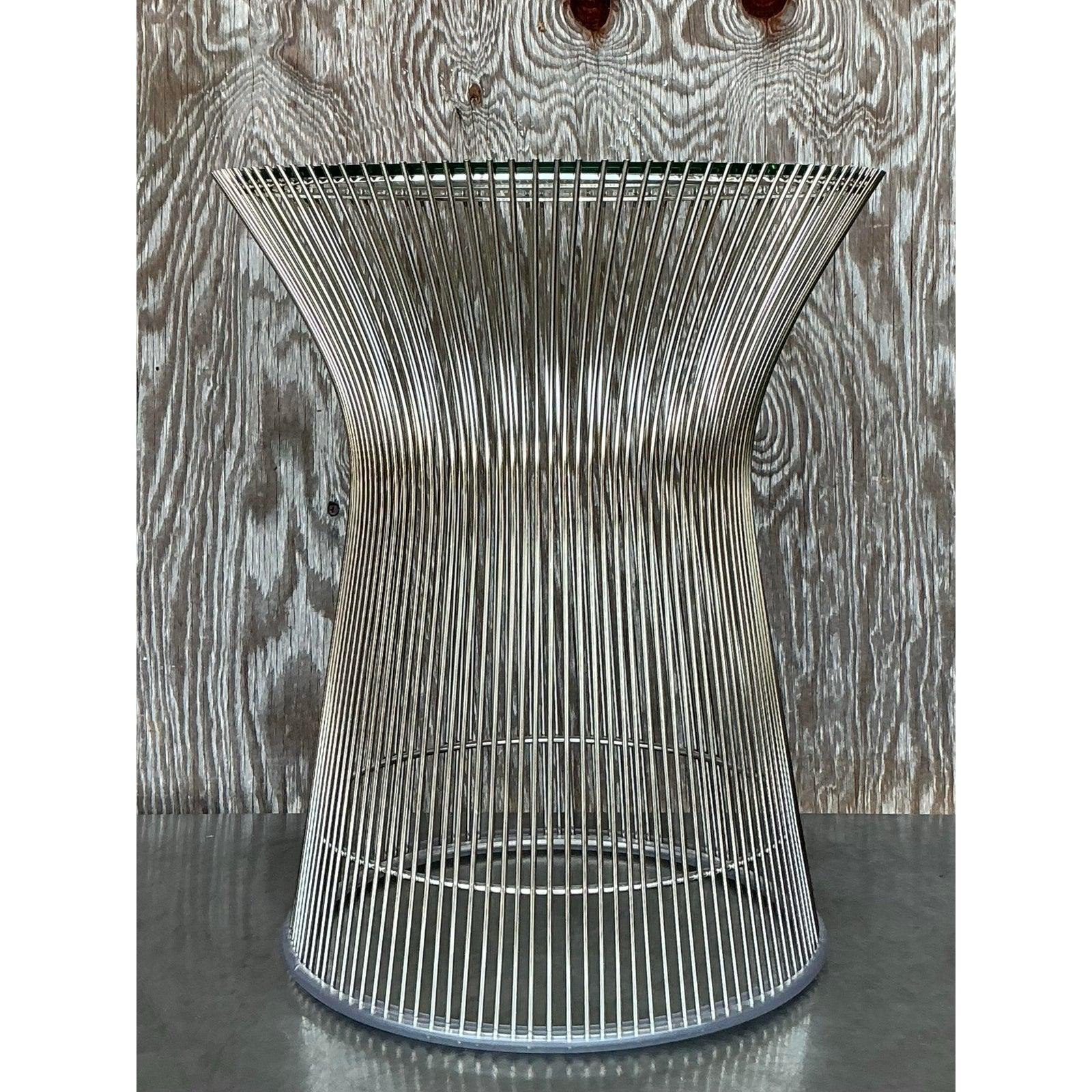 Minimalist Vintage Chrome Side Table After Platner For Sale