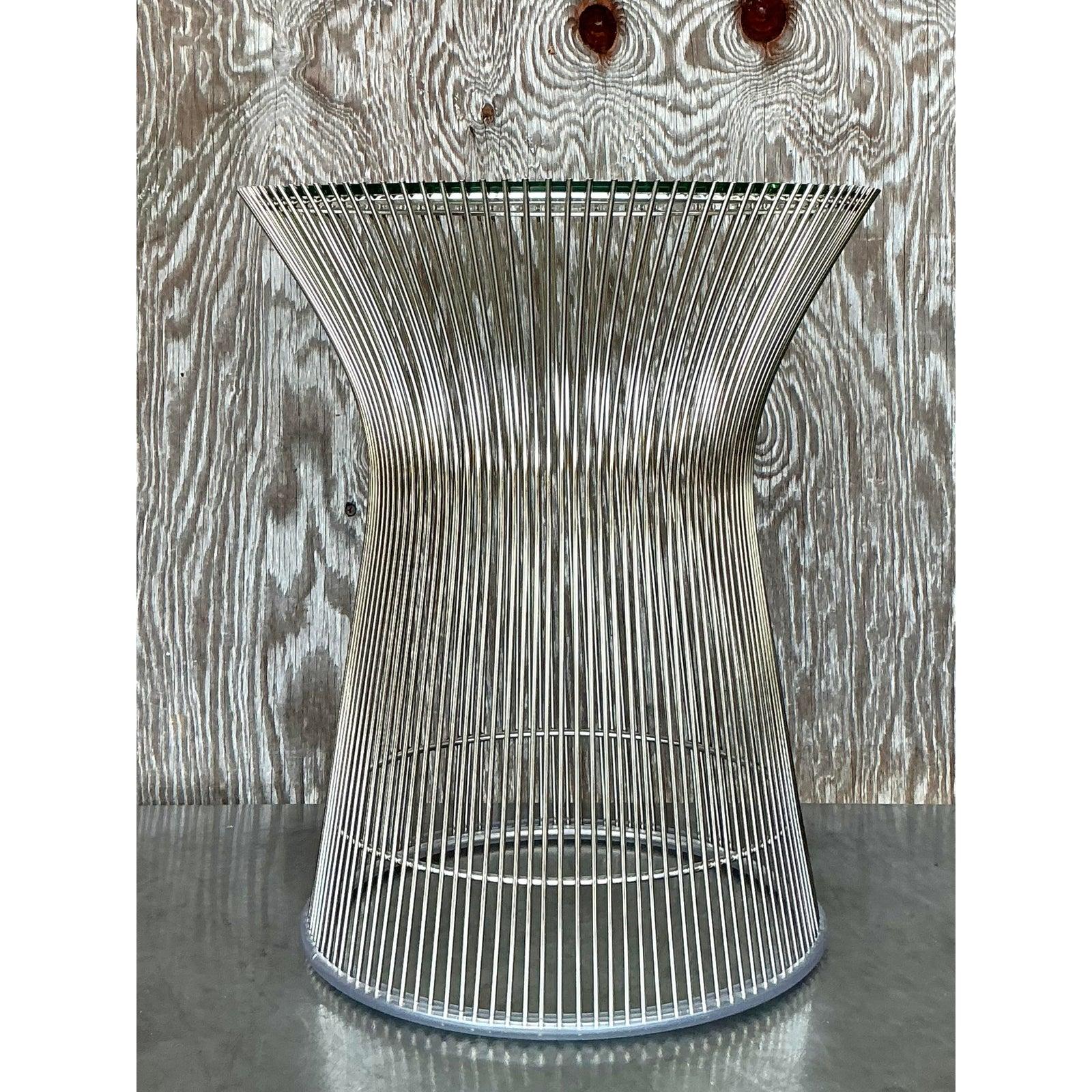 Vintage Chrome Side Table After Platner In Good Condition For Sale In west palm beach, FL