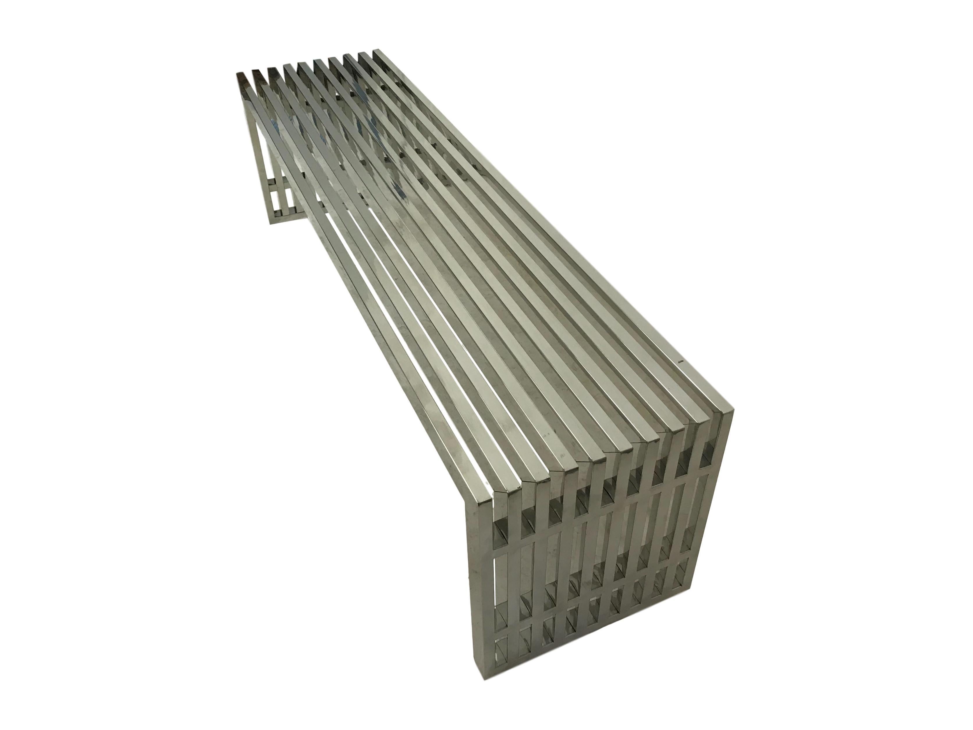 American Vintage Chrome Slat Bench or Coffee Table
