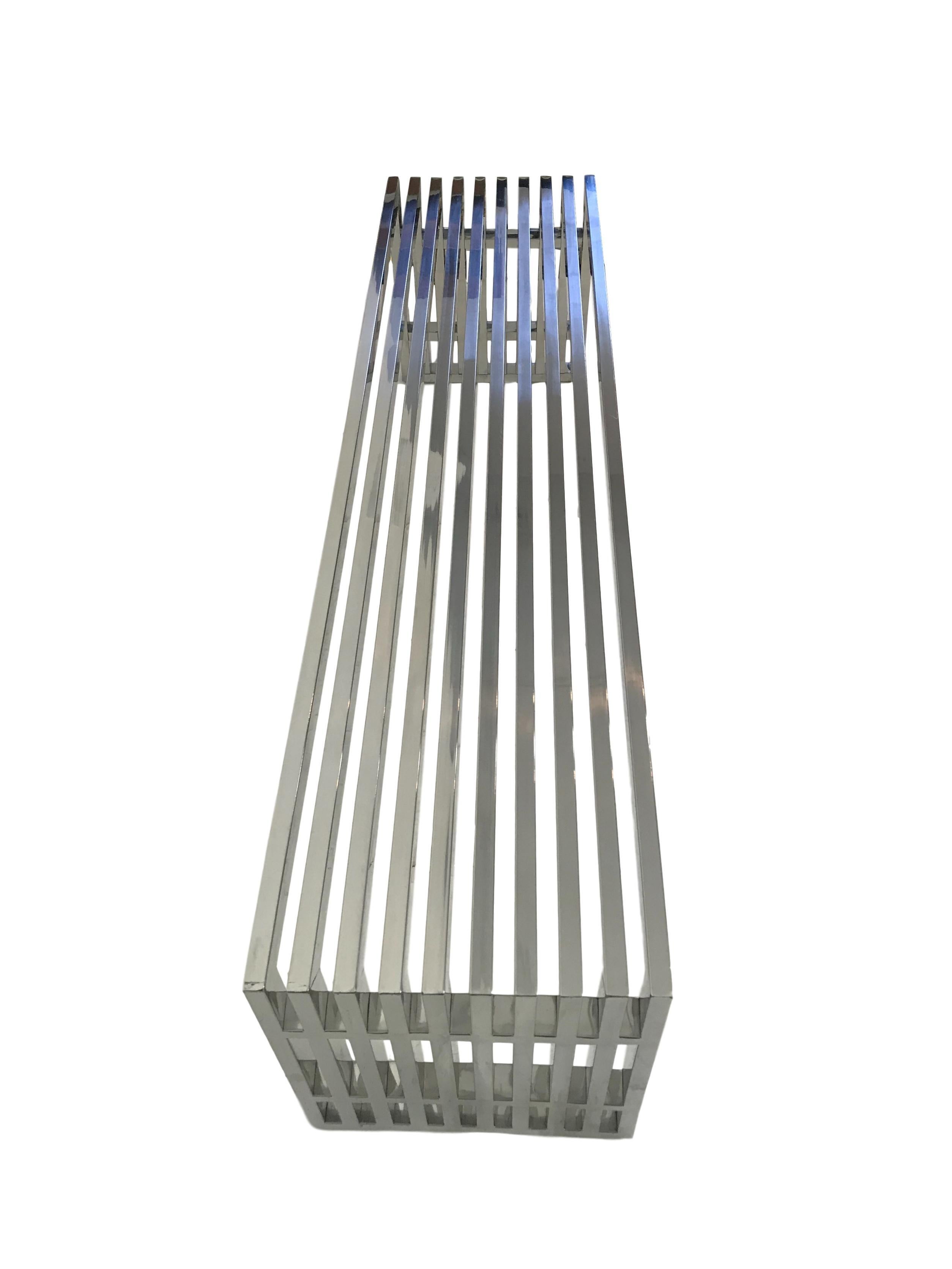 Vintage Chrome Slat Bench or Coffee Table In Good Condition In Seattle, WA