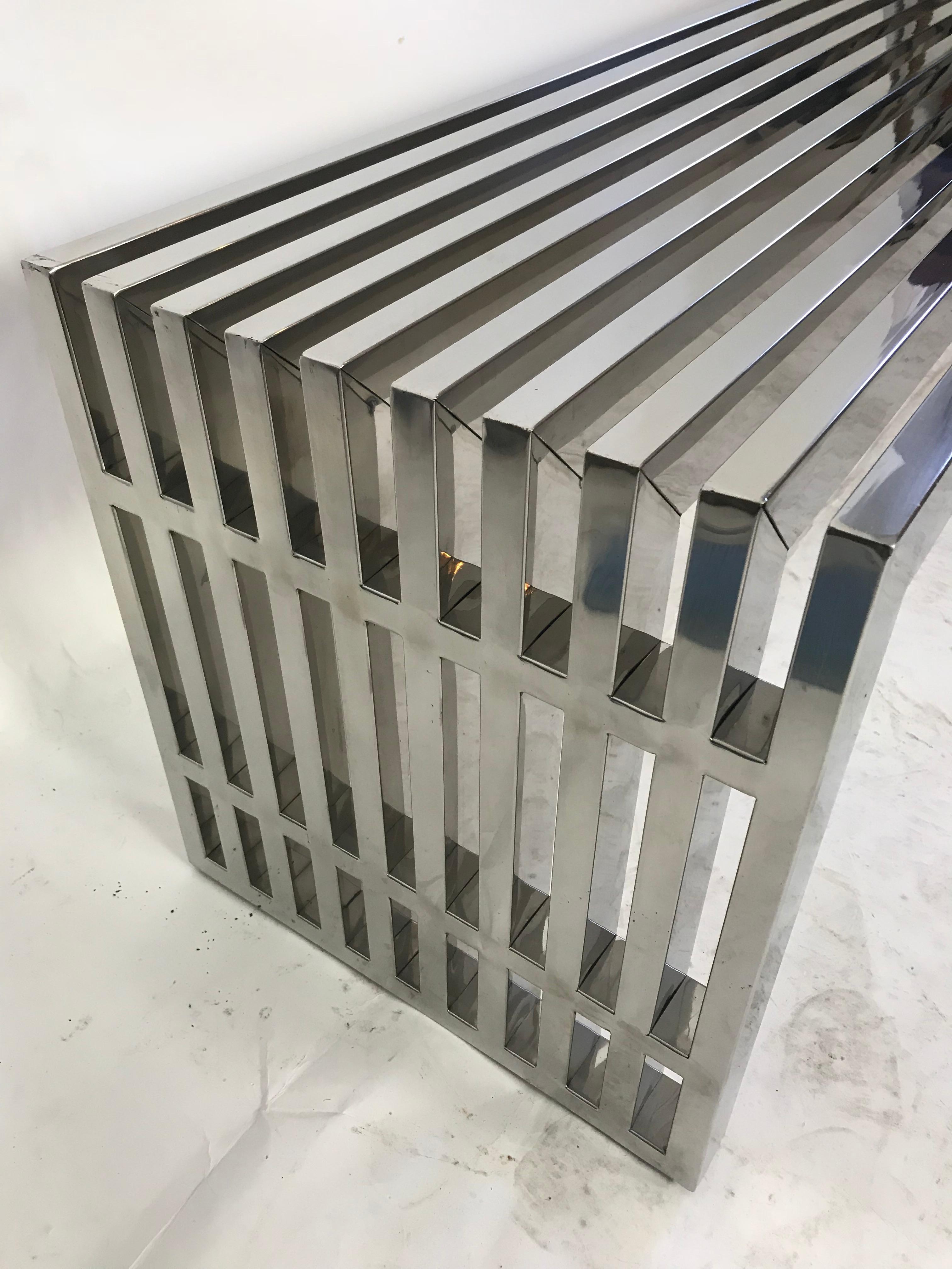 Vintage Chrome Slat Bench or Coffee Table 1