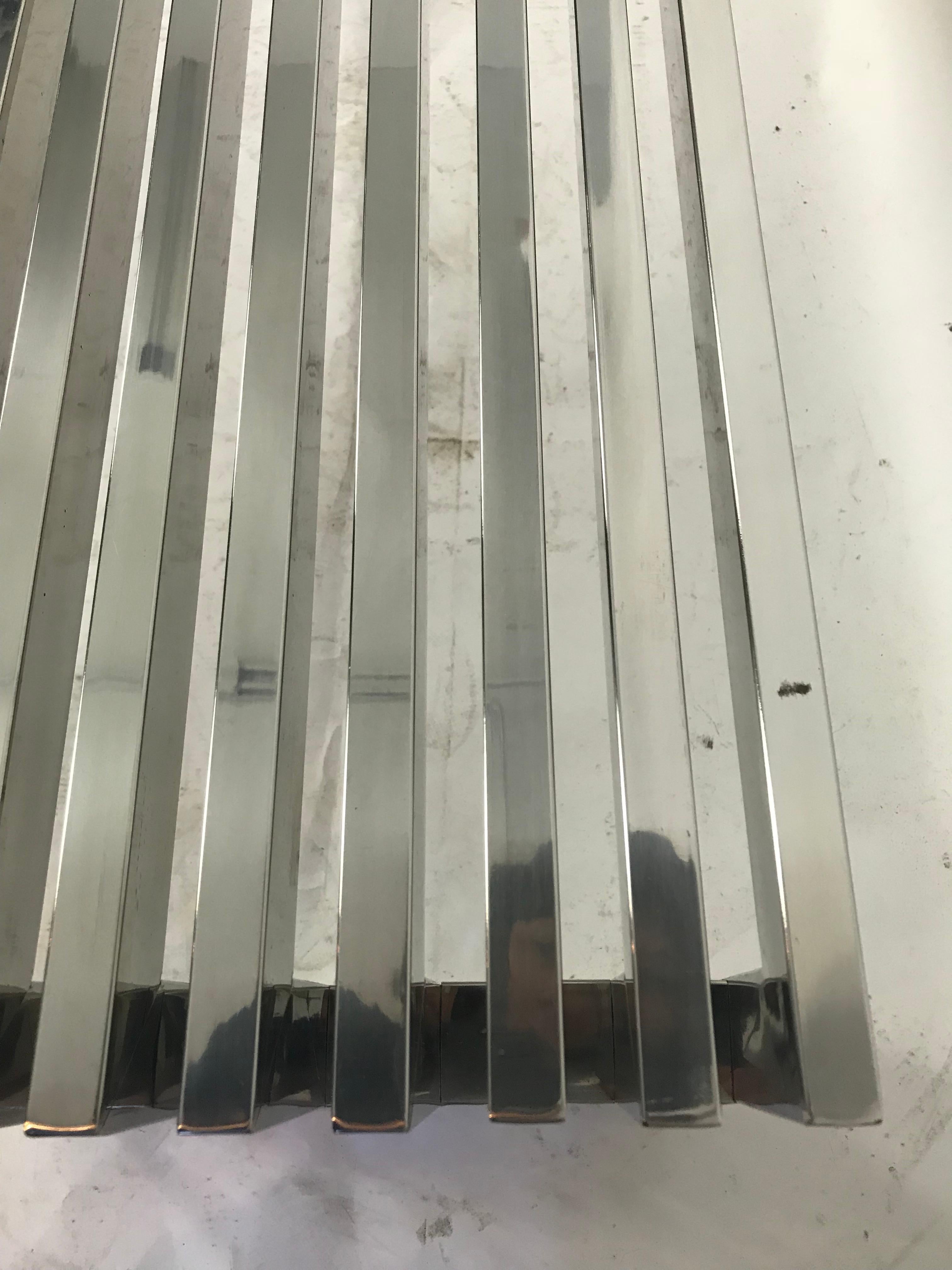 Vintage Chrome Slat Bench or Coffee Table 2