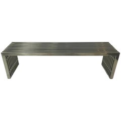 Vintage Chrome Slat Bench or Coffee Table