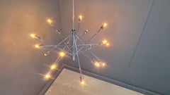 Vintage chrome sputnik style chandelier, 1970s