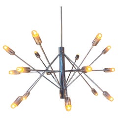 Vintage chrome sputnik style chandelier, 1970s