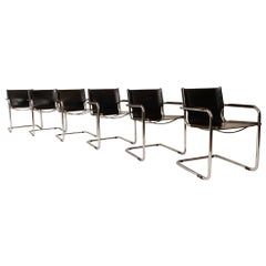 Retro Chrome Steel Tube Dining Chairs 1970s Set of 6