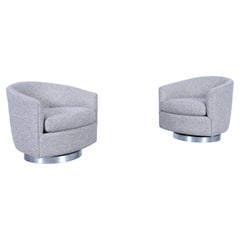 Vintage Chrome Swivel Lounge Chairs by Milo Baughman for Thayer Coggin
