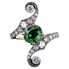 Enrico Cirio, bague vintage en or 18 carats avec tourmaline chromée et diamants