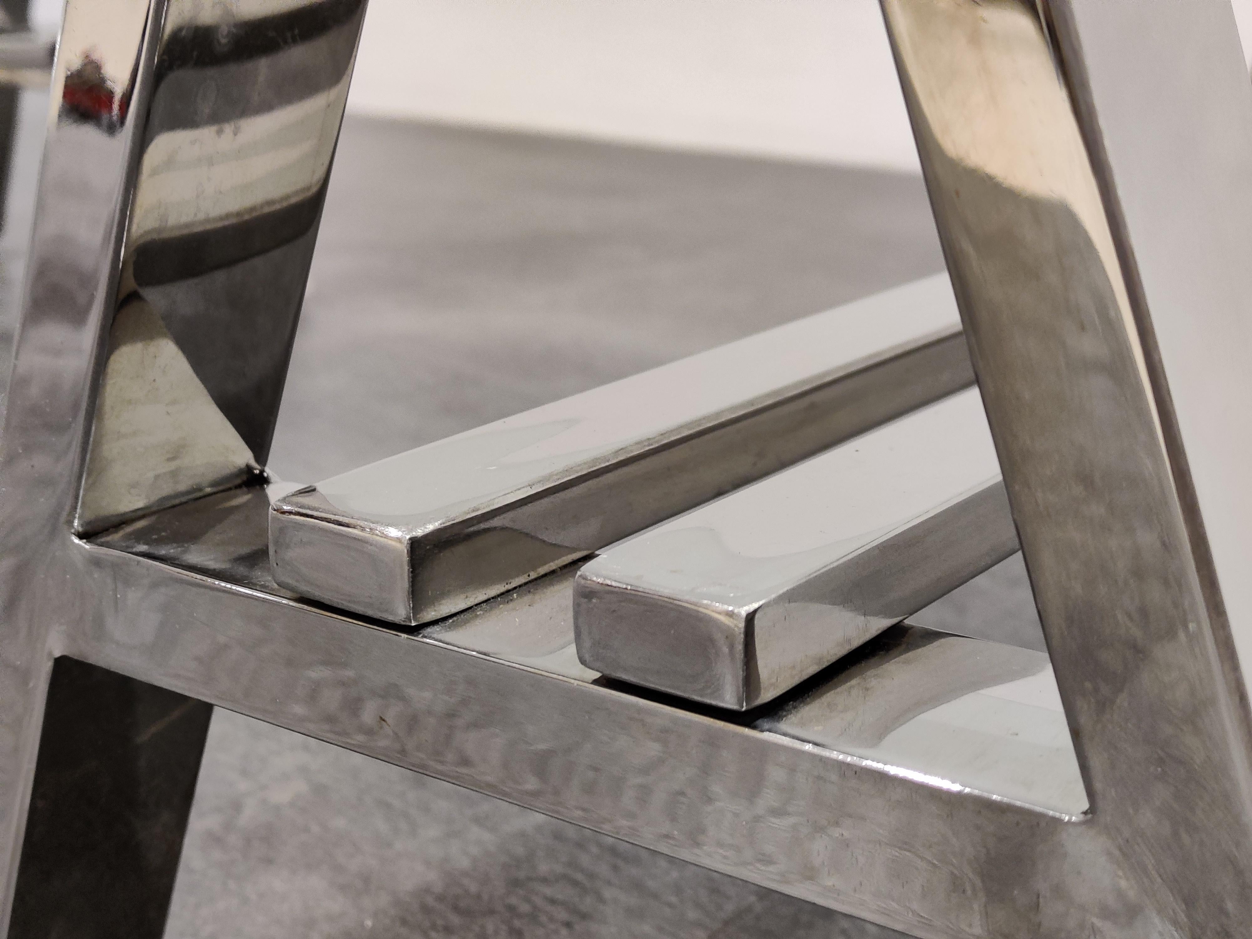 Vintage Chrome Trestle Coffee Table from Roche Bobois, 1980s 3