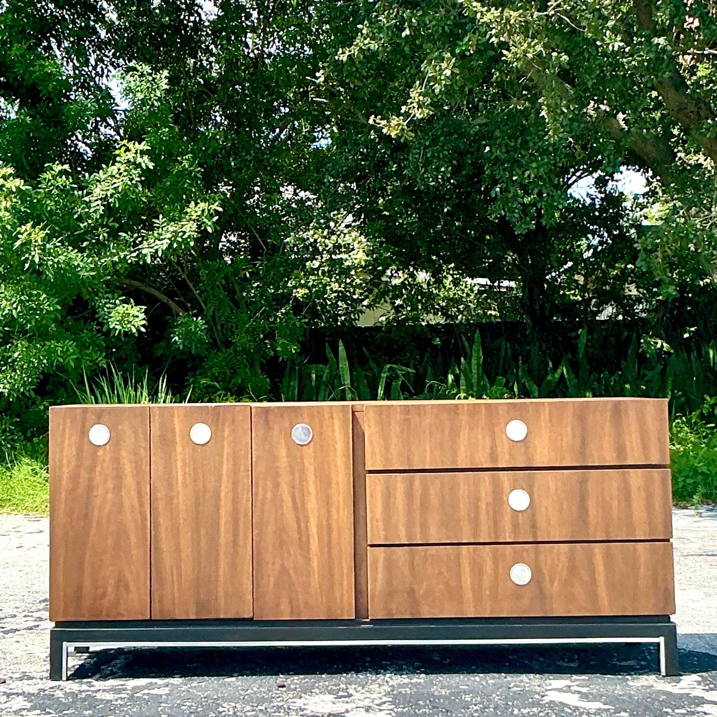 American Vintage Chrome Trimmed Dresser For Sale