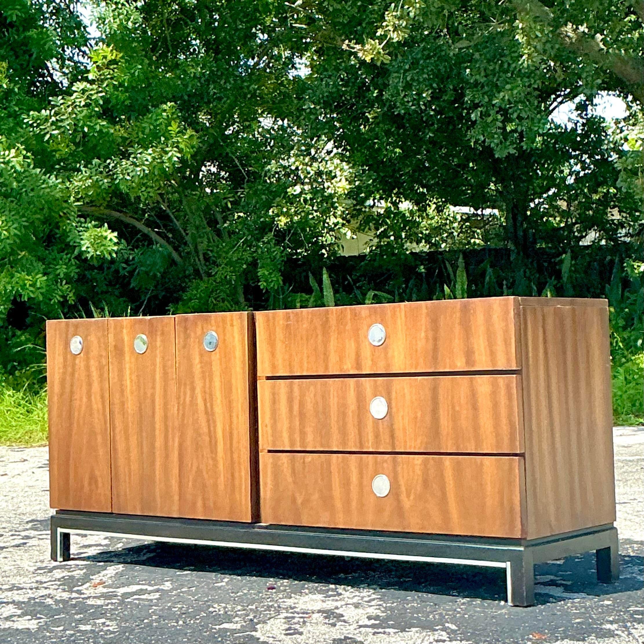 20th Century Vintage Chrome Trimmed Dresser For Sale