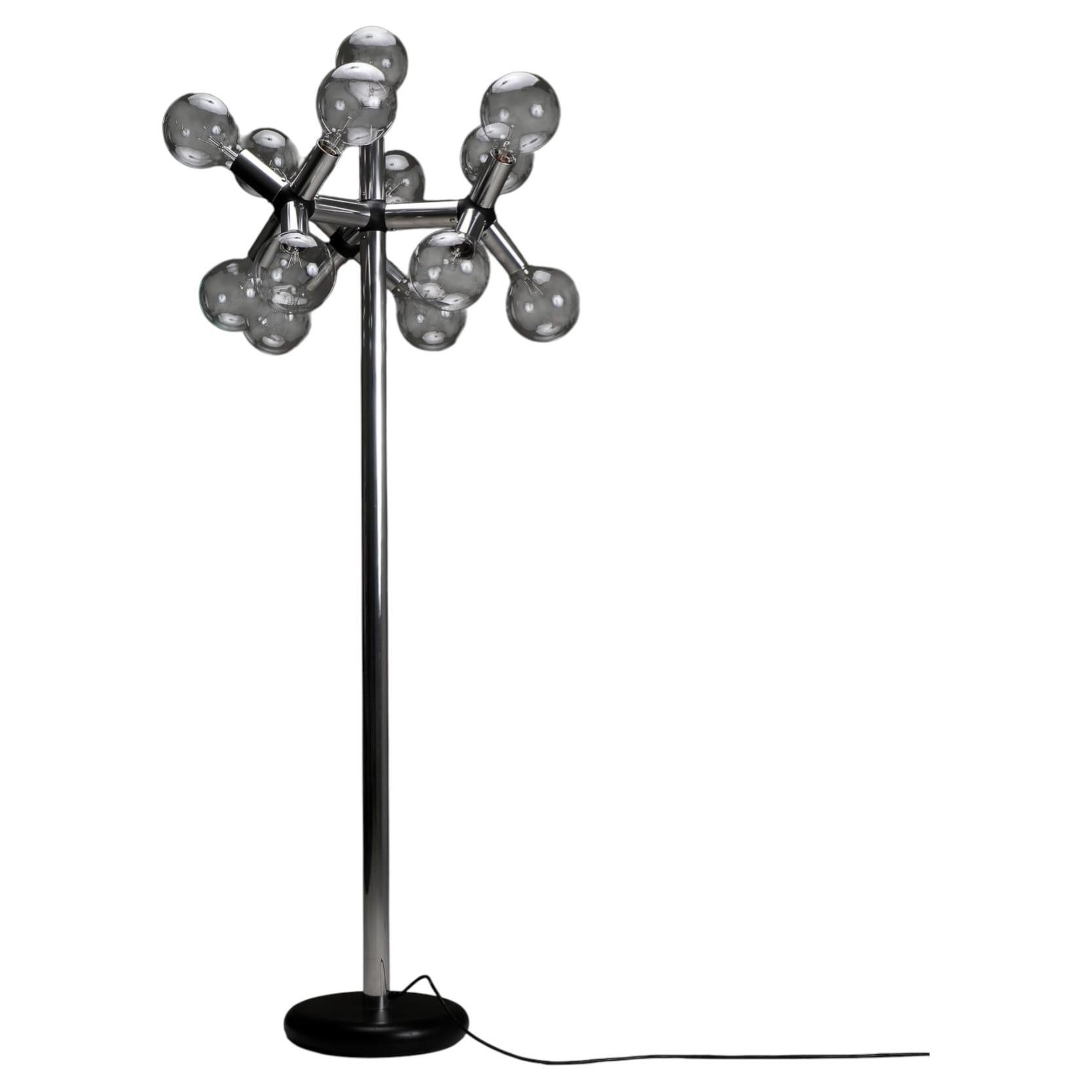 Lampada da terra cromata d'epoca di Robert Haussmann & Haussmann in vendita