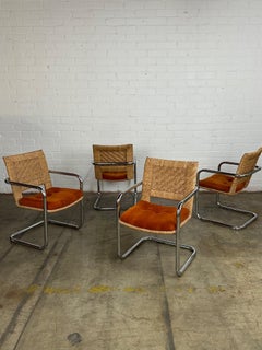 Vintage Chrome Tubular Dining Chairs, Set of Four