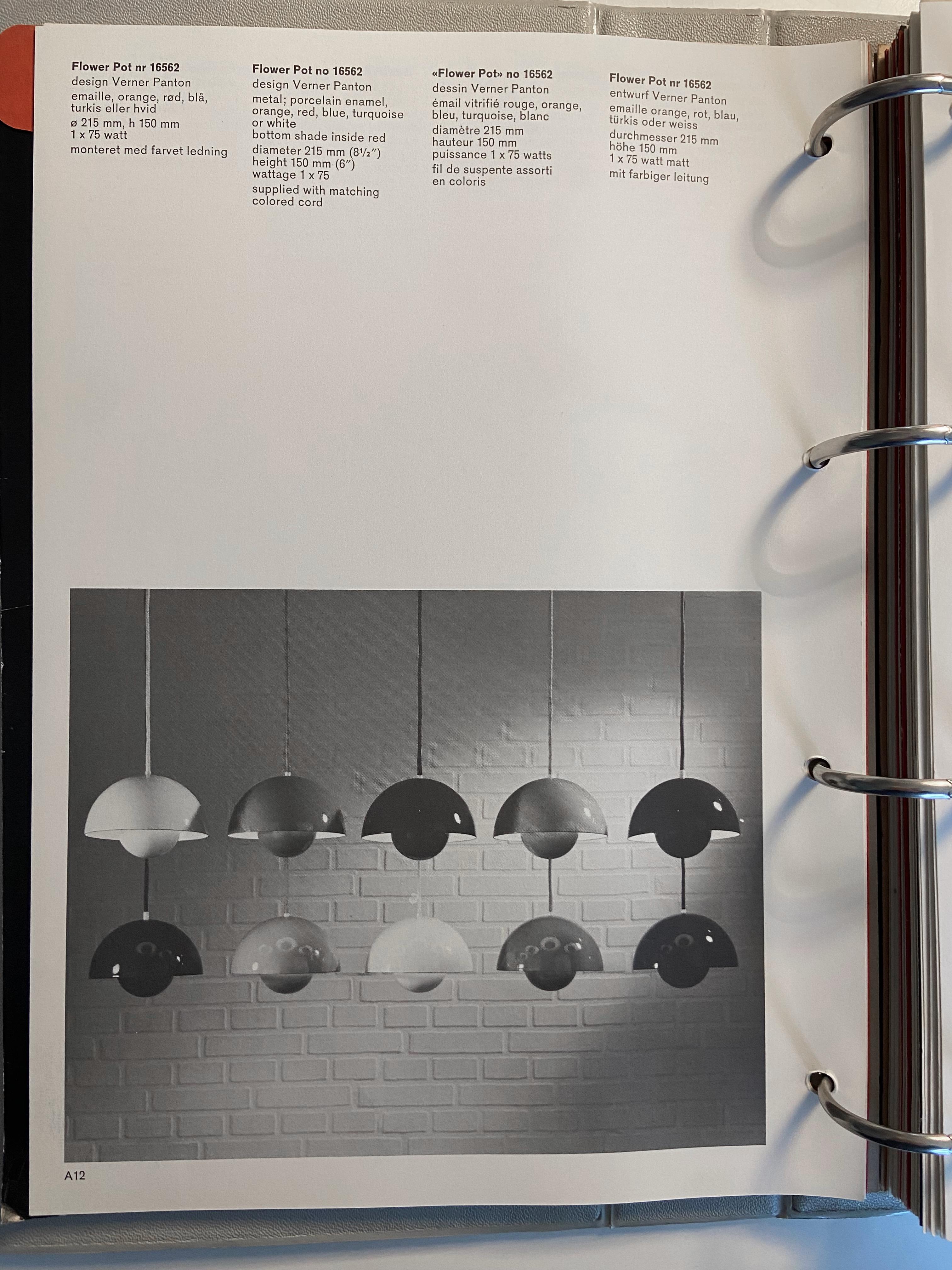 Lampe à suspension vintage chromée Verner Panton en forme de pot de fleurs en émail de Louis Poulsen en vente 6