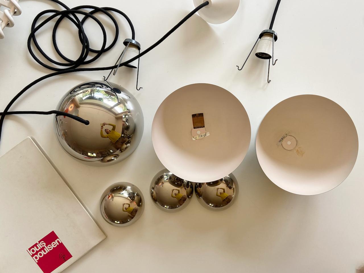 Verner Panton-Blumentopf-Pendelleuchte aus Chrom von Louis Poulsen, Vintage (Dänisch) im Angebot