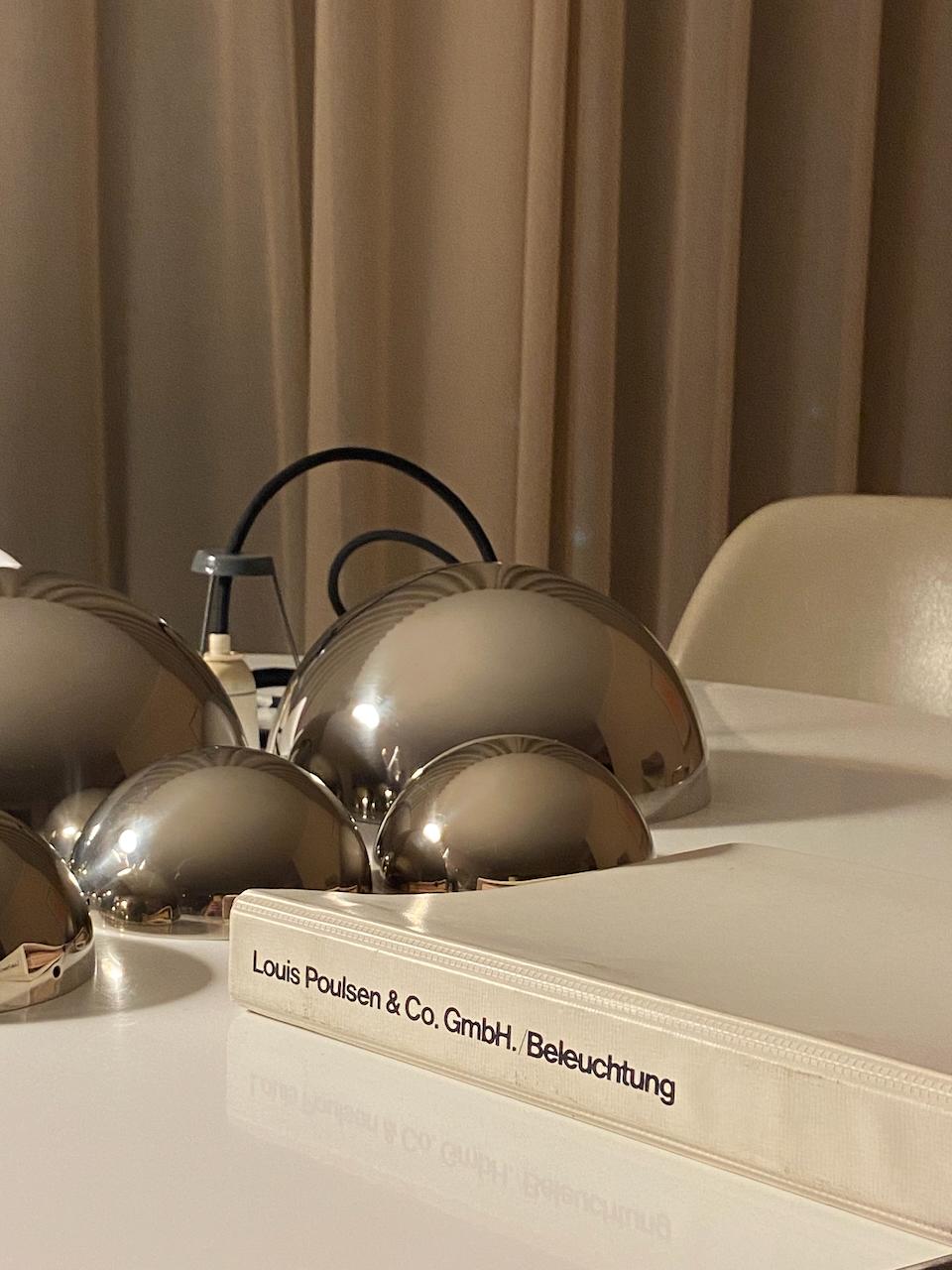 Verner Panton-Blumentopf-Pendelleuchte aus Chrom von Louis Poulsen, Vintage (Metall) im Angebot