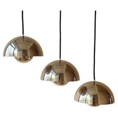 Lampe suspendue Verner Panton Flowerpot vintage chromée de Louis Poulsen