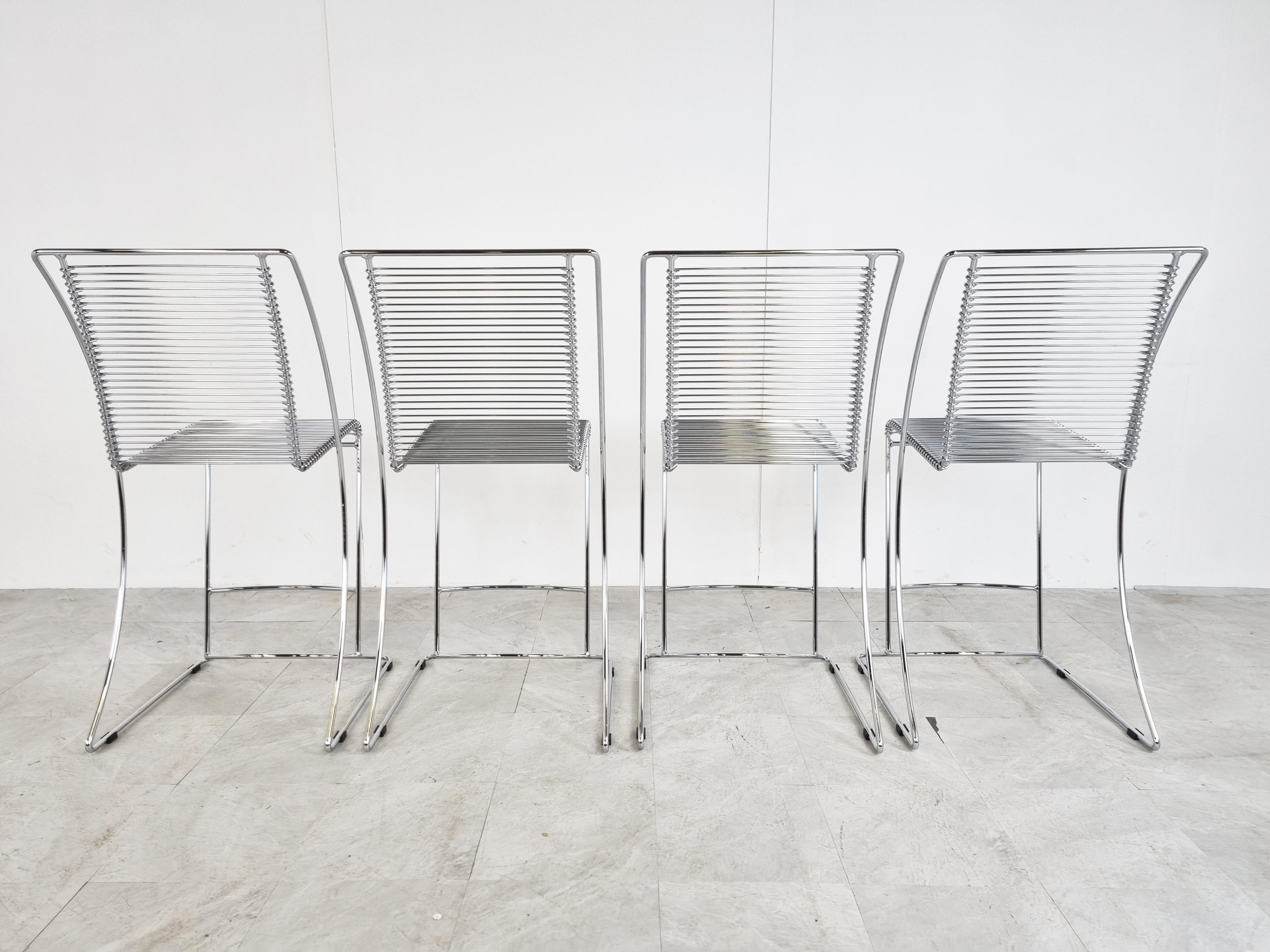 Vintage Chrome Wire Bar Stools, 1980s, Set of 4 6