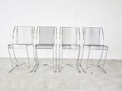 Vintage Chrome Wire Bar Stools, 1980s, Set of 4