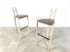 Vintage chrome wire bar stools, 1980s - set of 4