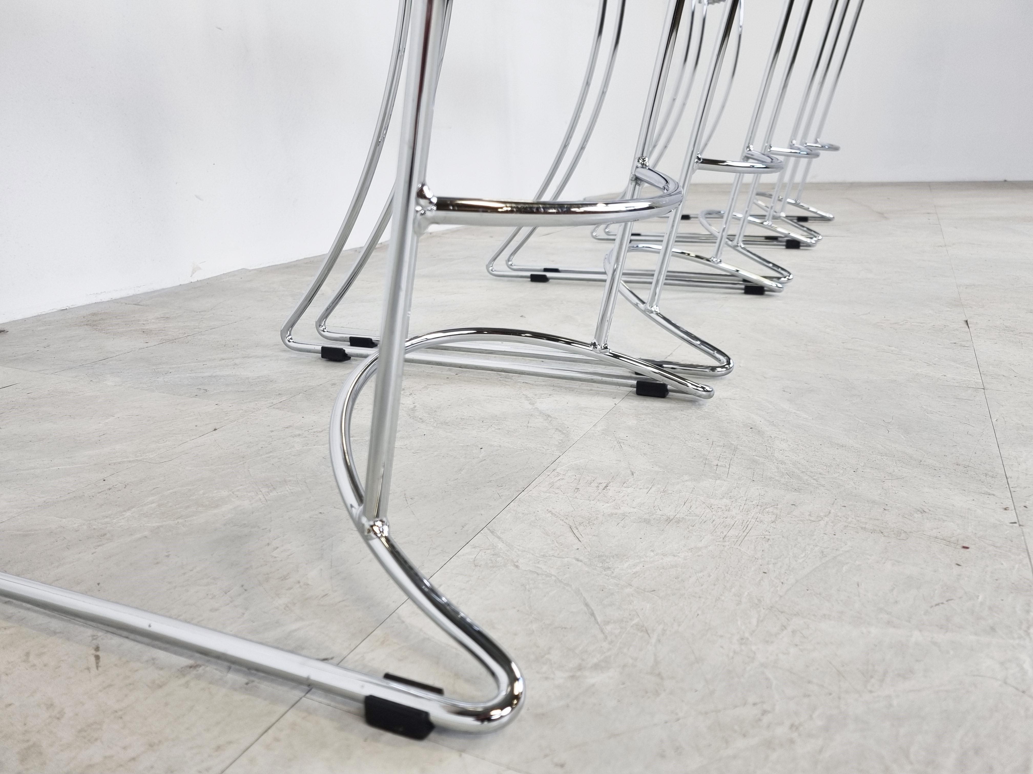 Vintage Chrome Wire Bar Stools, 1980s, Set of 4 1