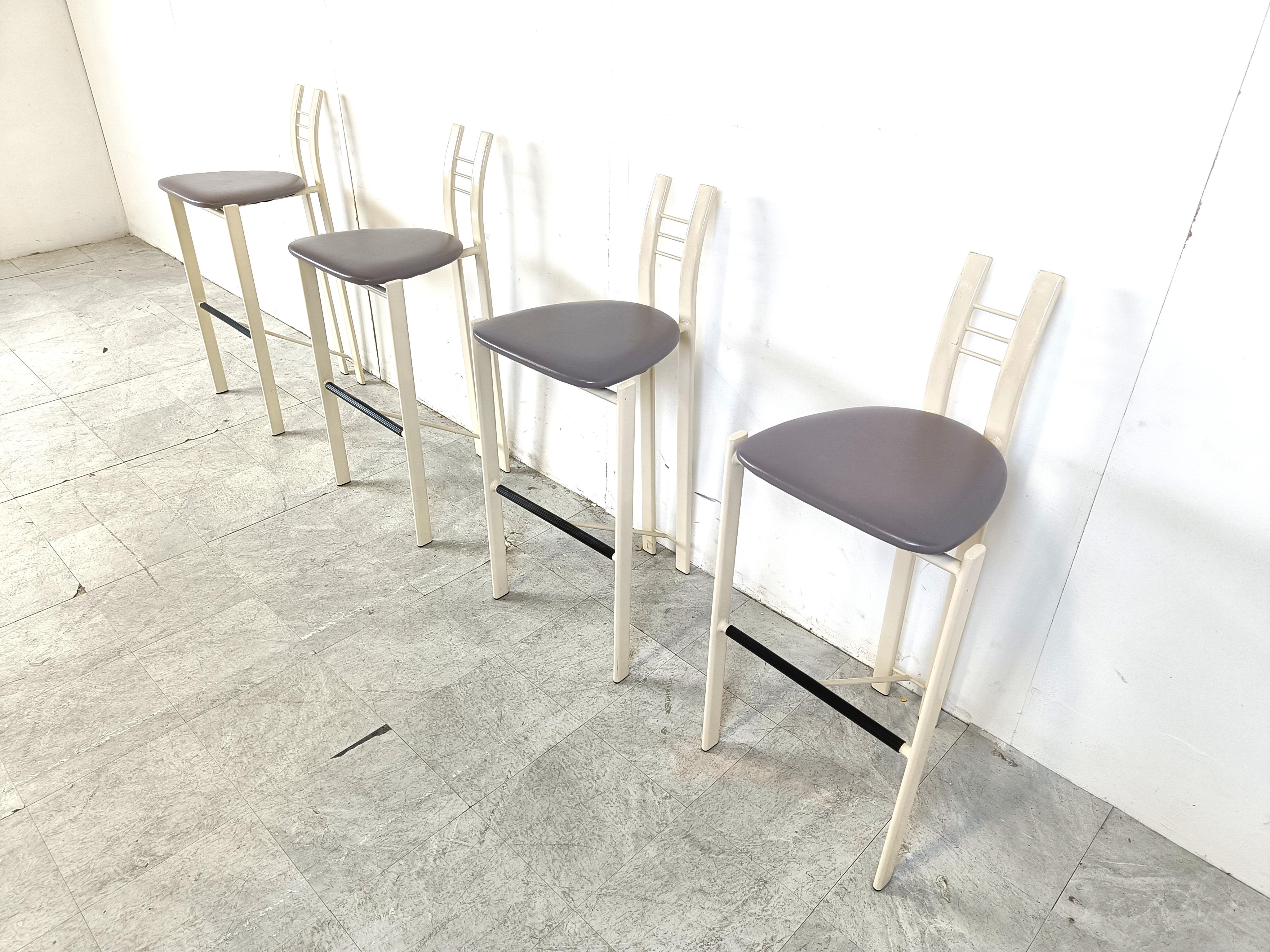 Metal Vintage chrome wire bar stools, 1980s - set of 4 For Sale