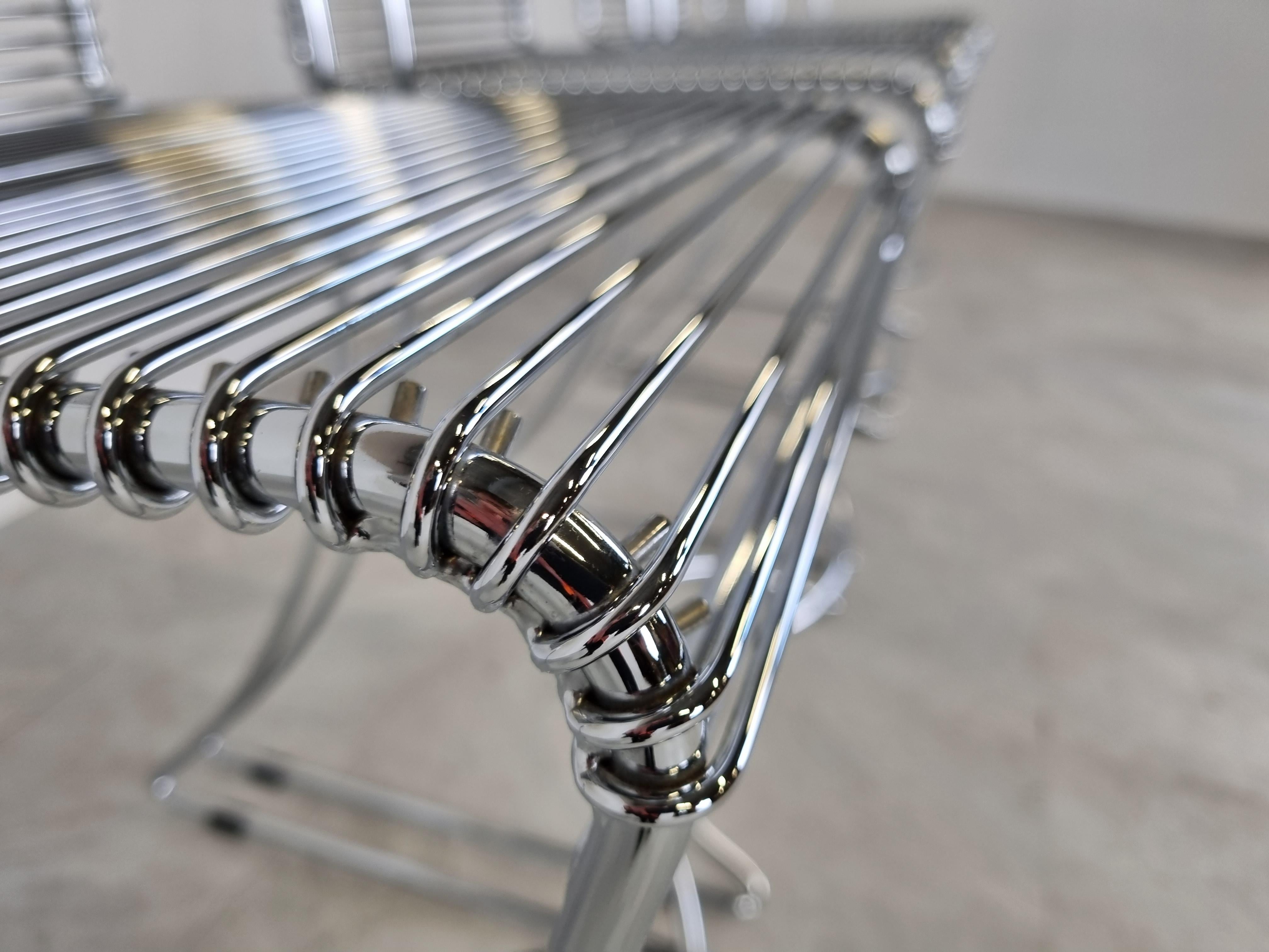 Vintage Chrome Wire Bar Stools, 1980s, Set of 4 4