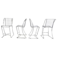 Vintage Chrome Wire Bar Stools, 1980s, Set of 4