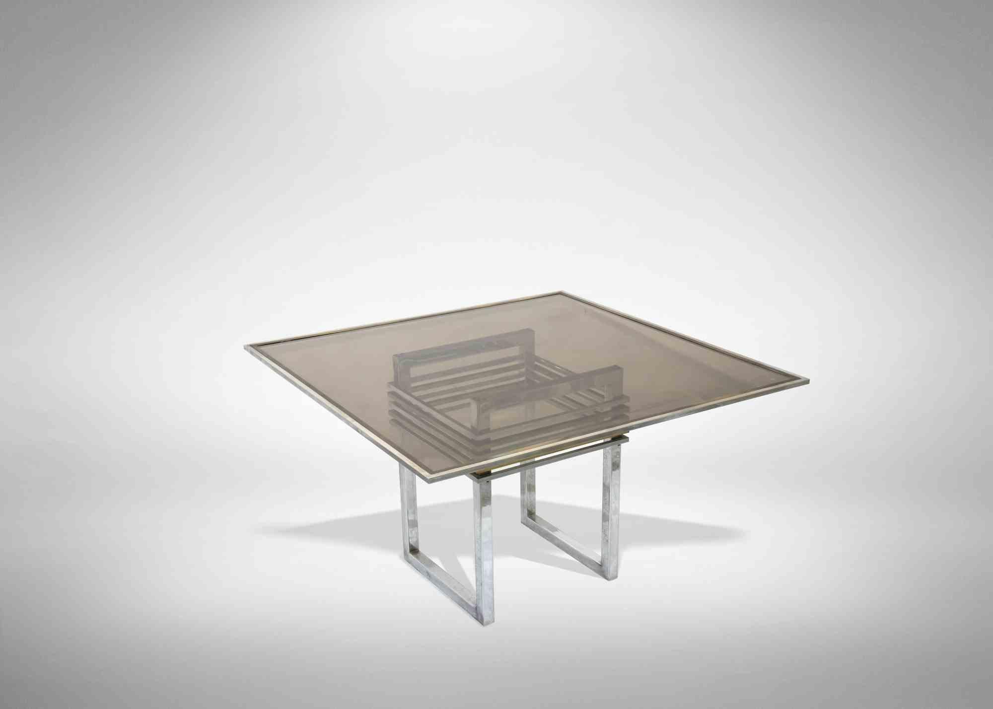 Italian Vintage Chromed and Brass Table, Italy, Early 1970s For Sale