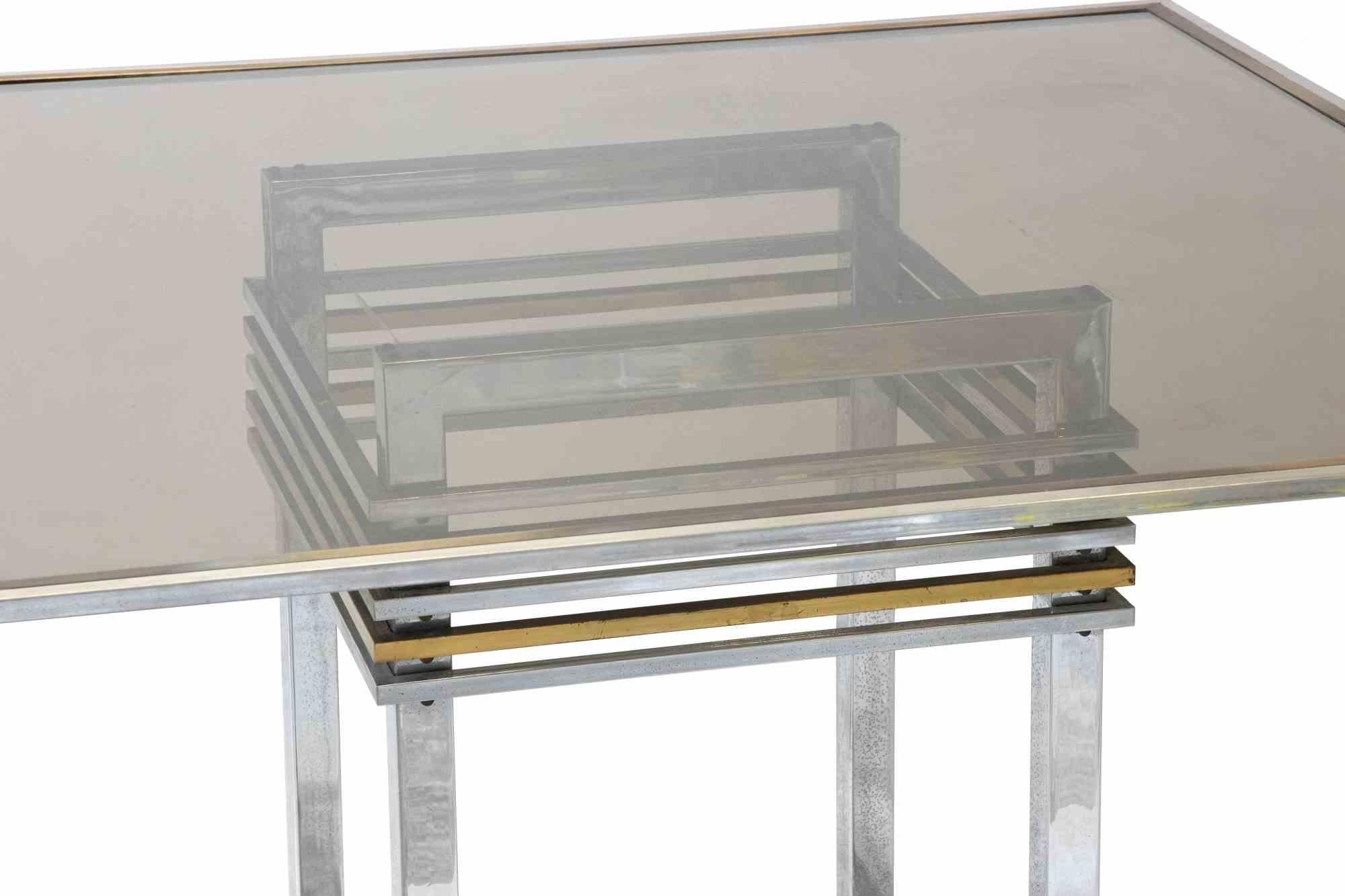 Late 20th Century Vintage Chromed and Brass Table, Italy, Early 1970s For Sale