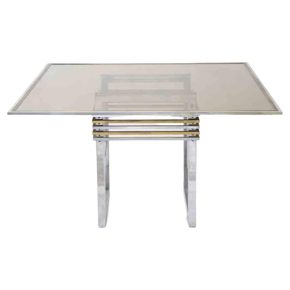 Vintage Chromed and Brass Table, Italy, Early 1970s For Sale