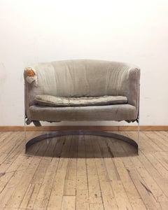 Vintage Chromed Barrel Back U-Form Lounge Club Chair