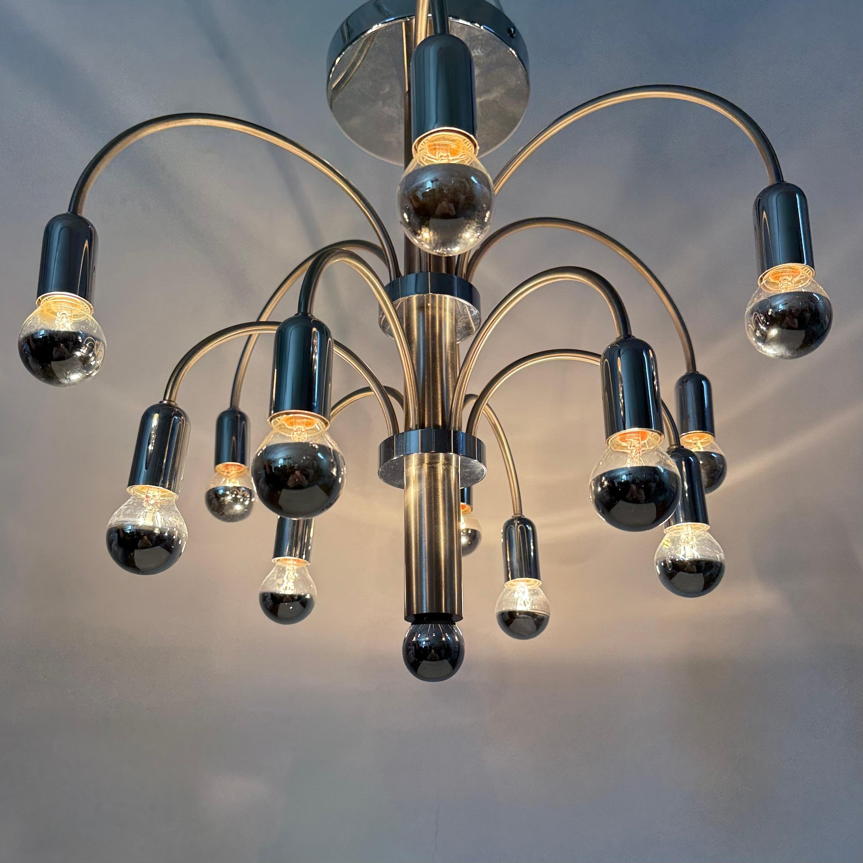 Vintage Chromed Brass Ceiling Lamp from Sciolari, 1970s For Sale 3