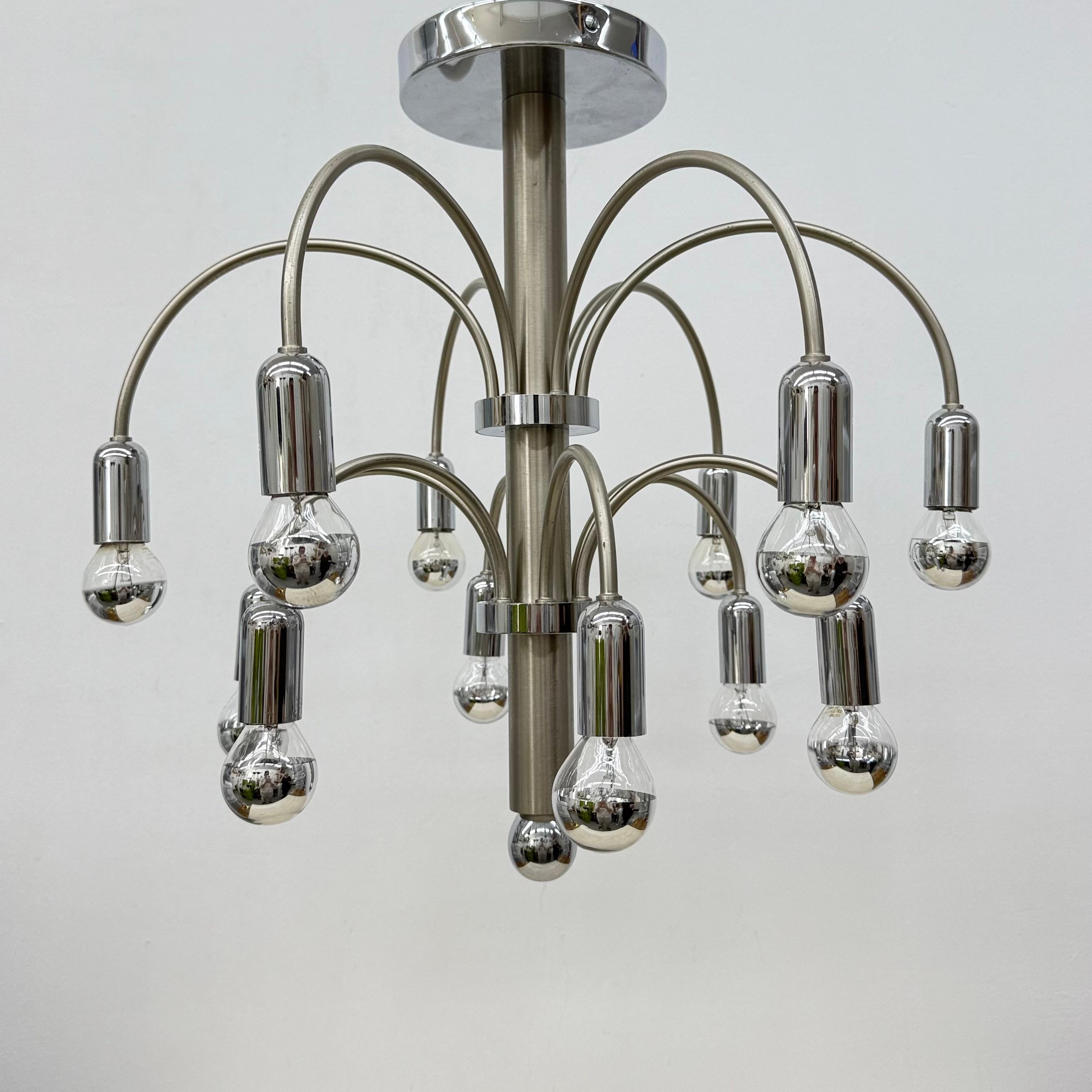 Vintage Chromed Brass Ceiling Lamp from Sciolari, 1970s For Sale 6