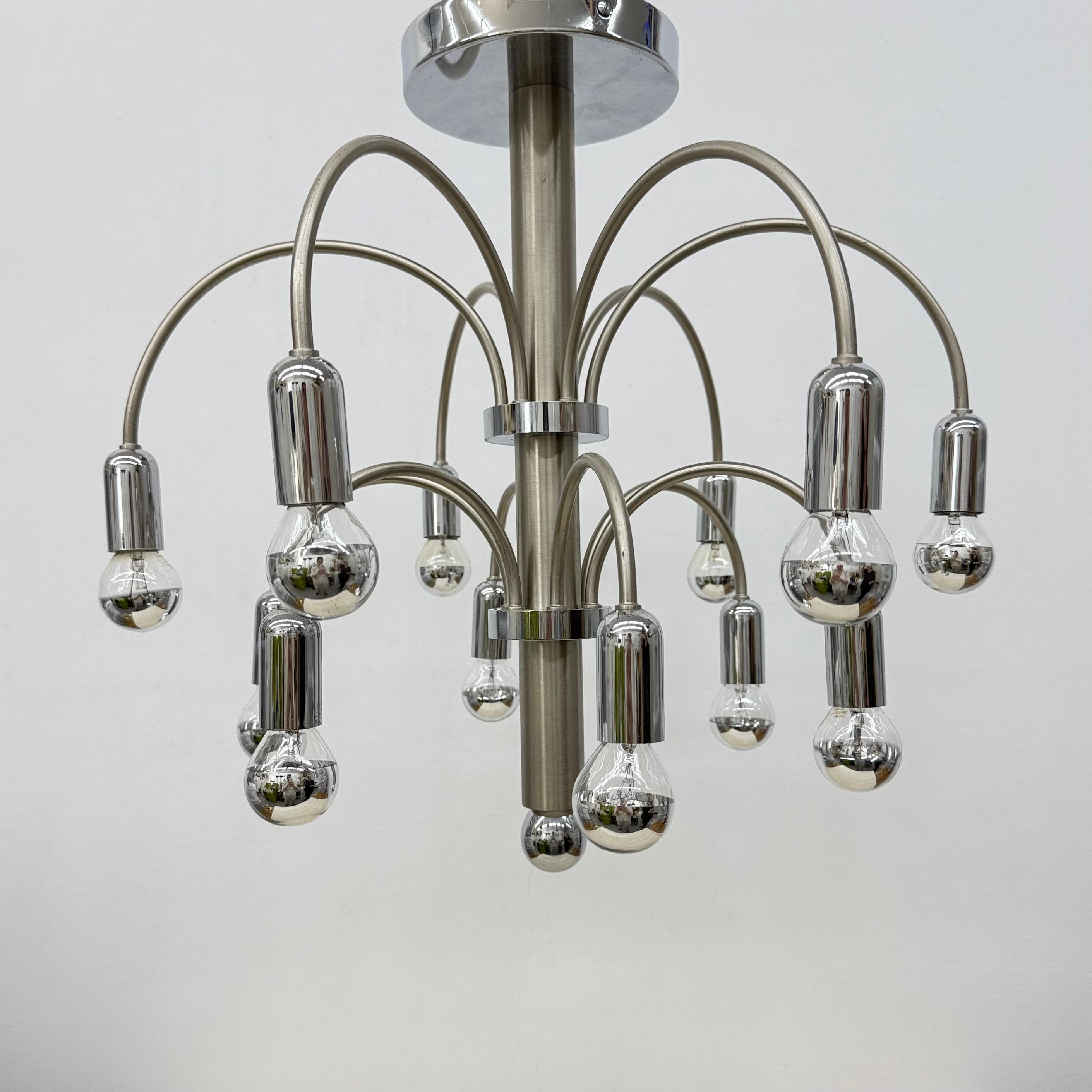 Vintage Chromed Brass Ceiling Lamp from Sciolari, 1970s For Sale 7