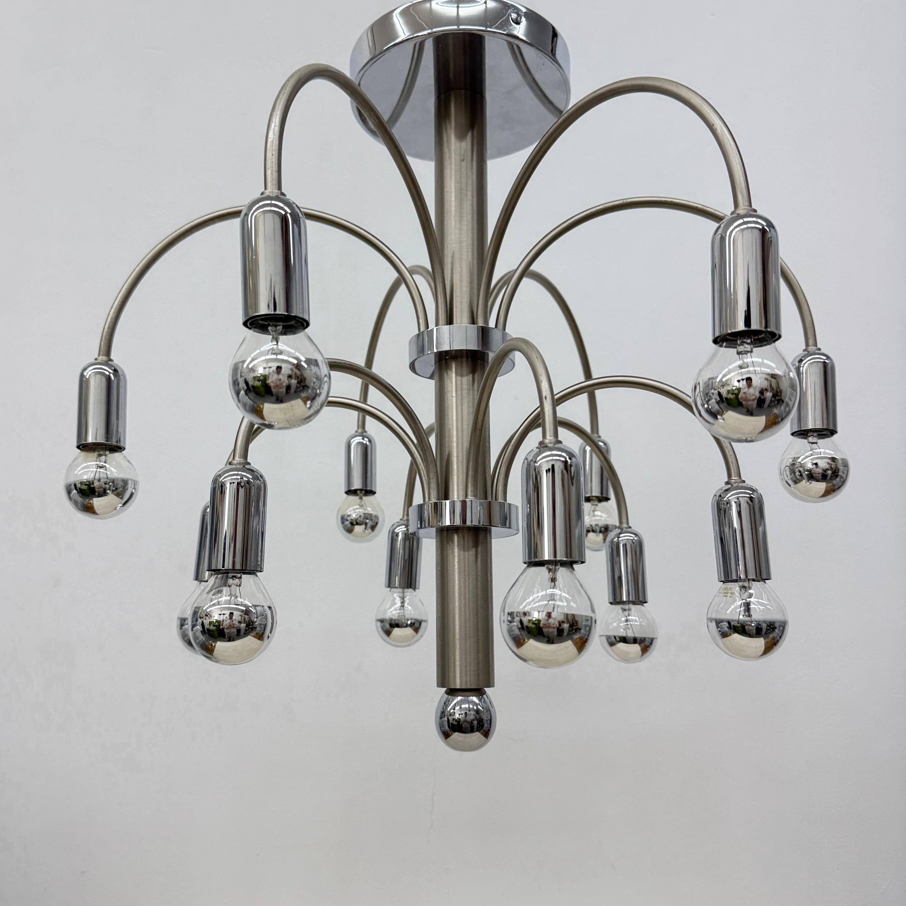 Vintage Chromed Brass Ceiling Lamp from Sciolari, 1970s For Sale 8