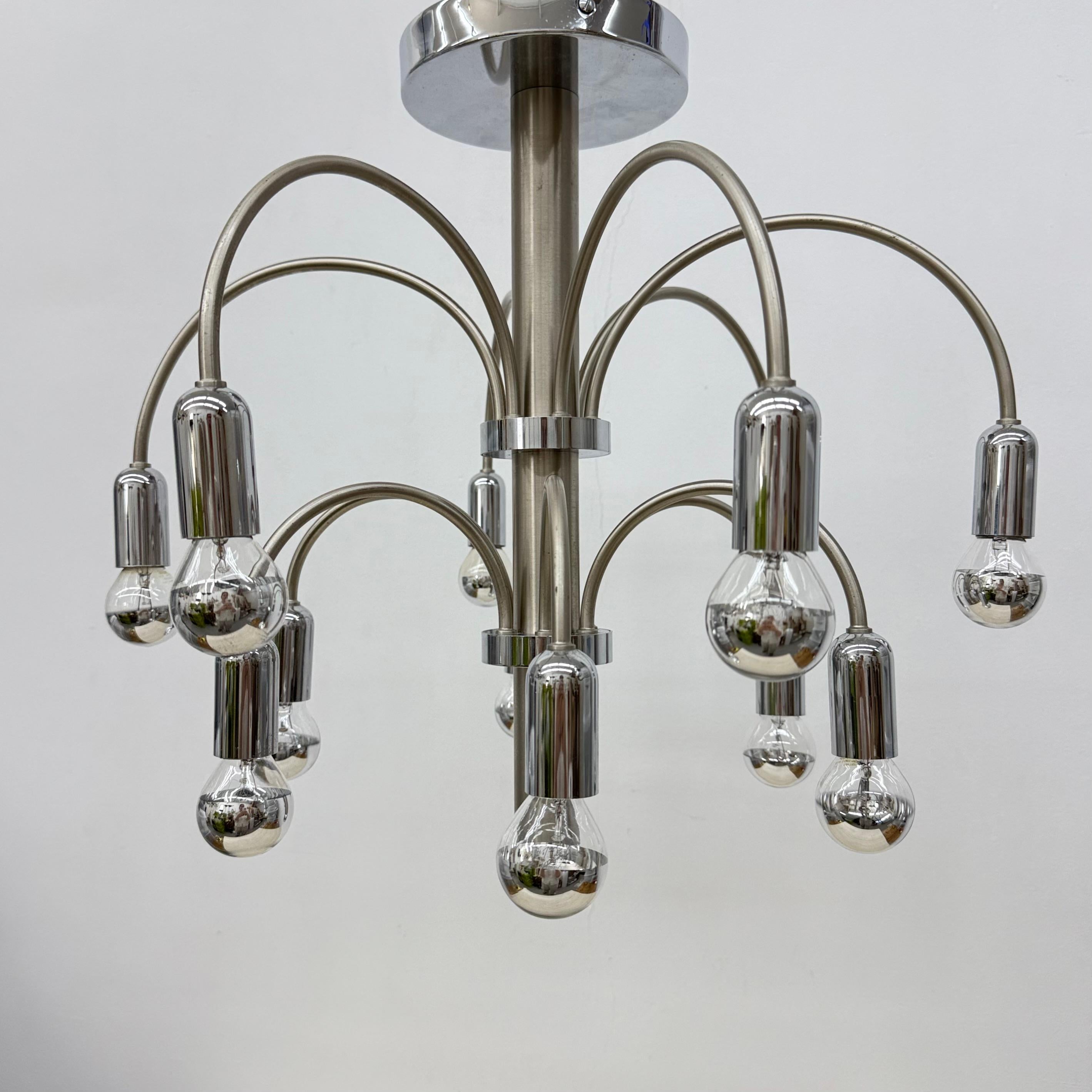Vintage Chromed Brass Ceiling Lamp from Sciolari, 1970s For Sale 10