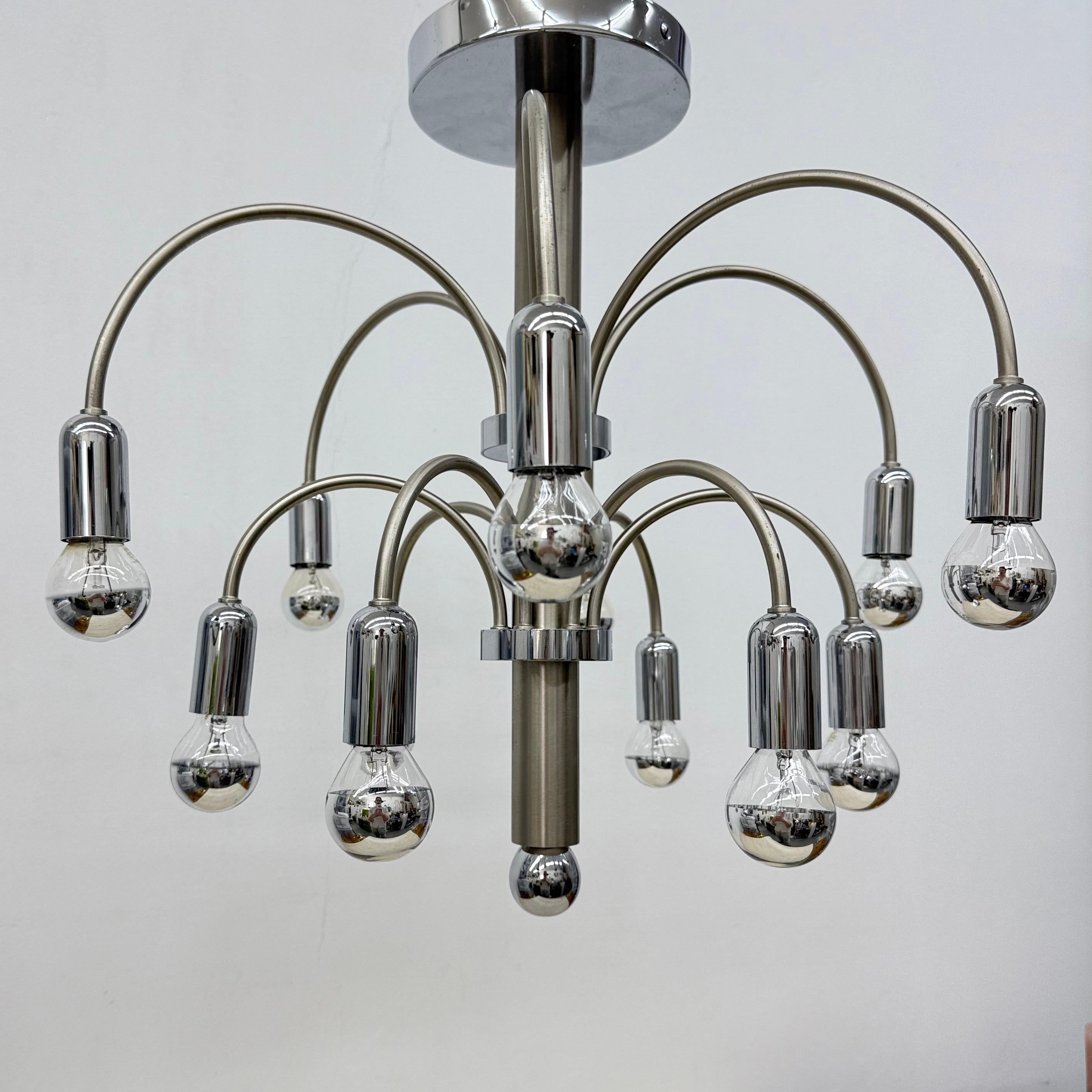 Vintage Chromed Brass Ceiling Lamp from Sciolari, 1970s For Sale 11