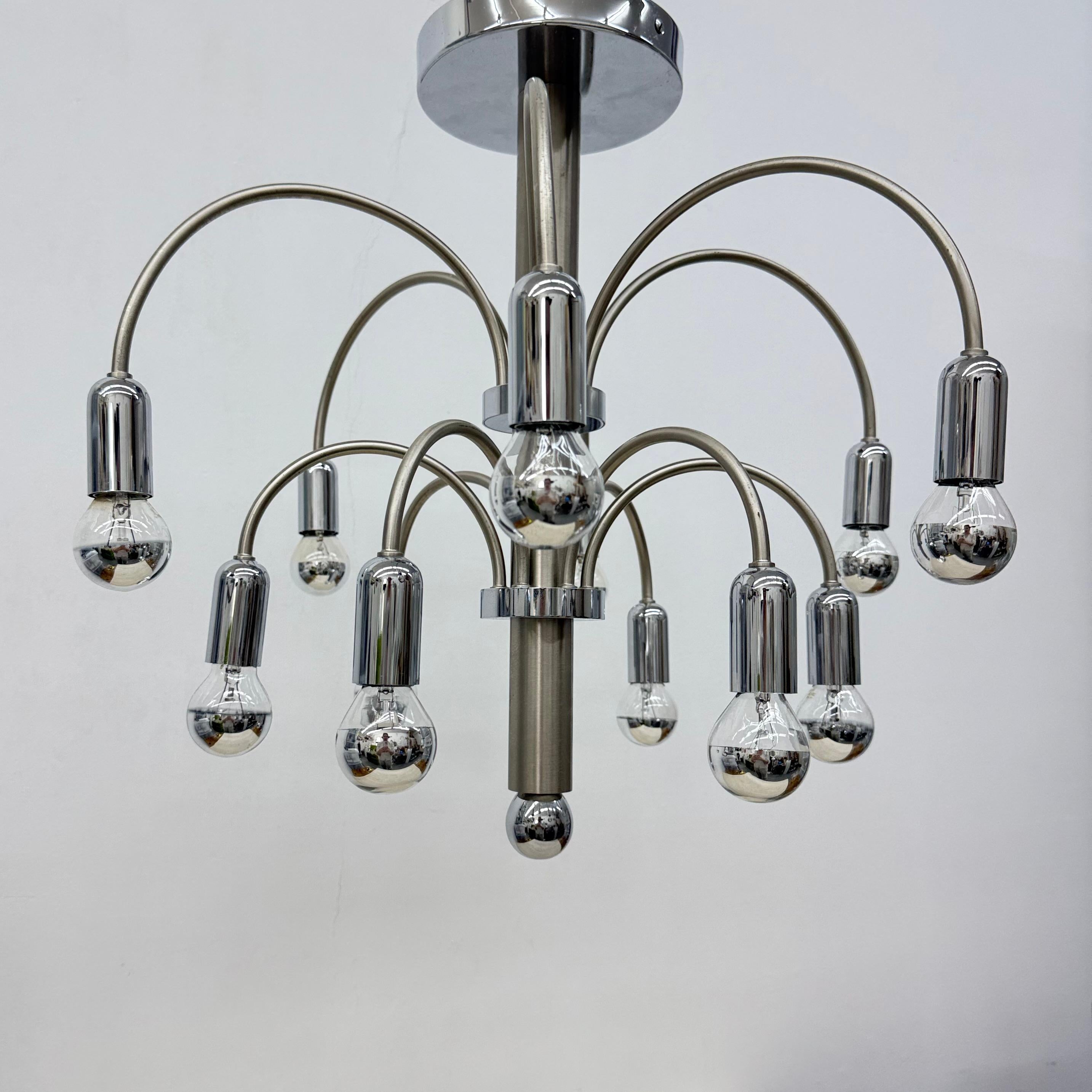 Vintage Chromed Brass Ceiling Lamp from Sciolari, 1970s For Sale 12