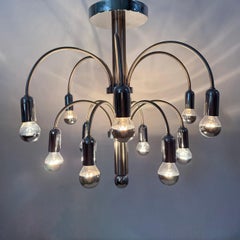 Vintage Deckenleuchte aus verchromtem Messing von Sciolari, 1970er Jahre