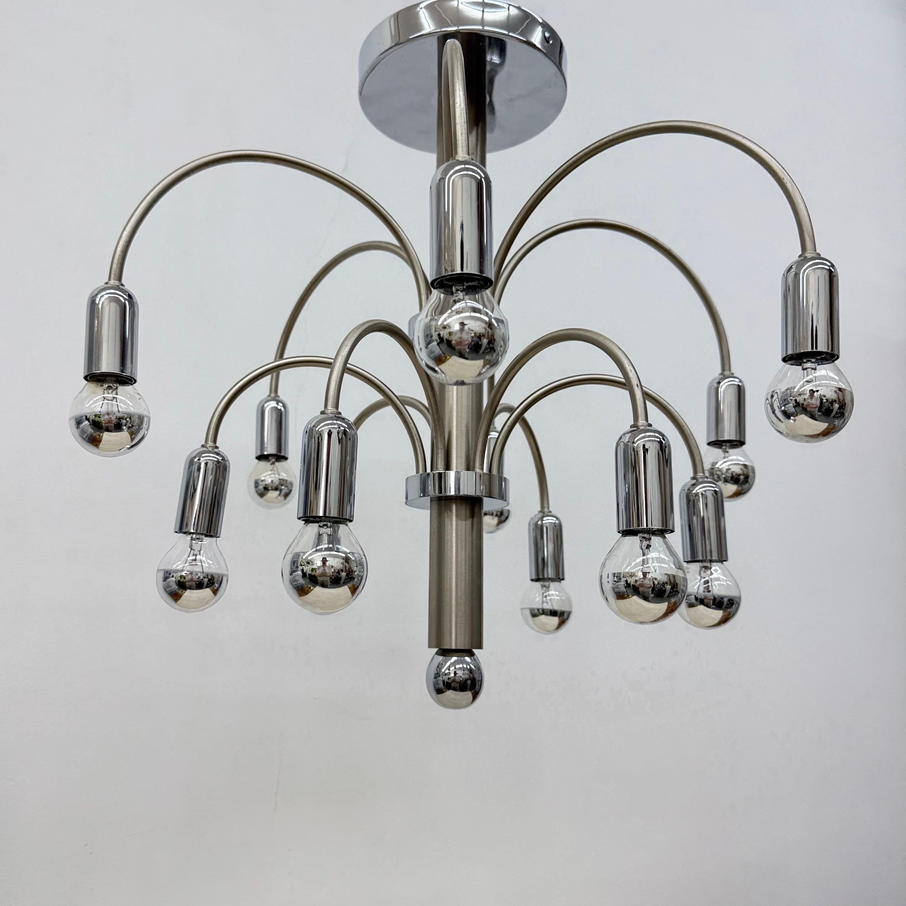 Vintage Chromed Brass Ceiling Lamp from Sciolari, 1970s For Sale 13
