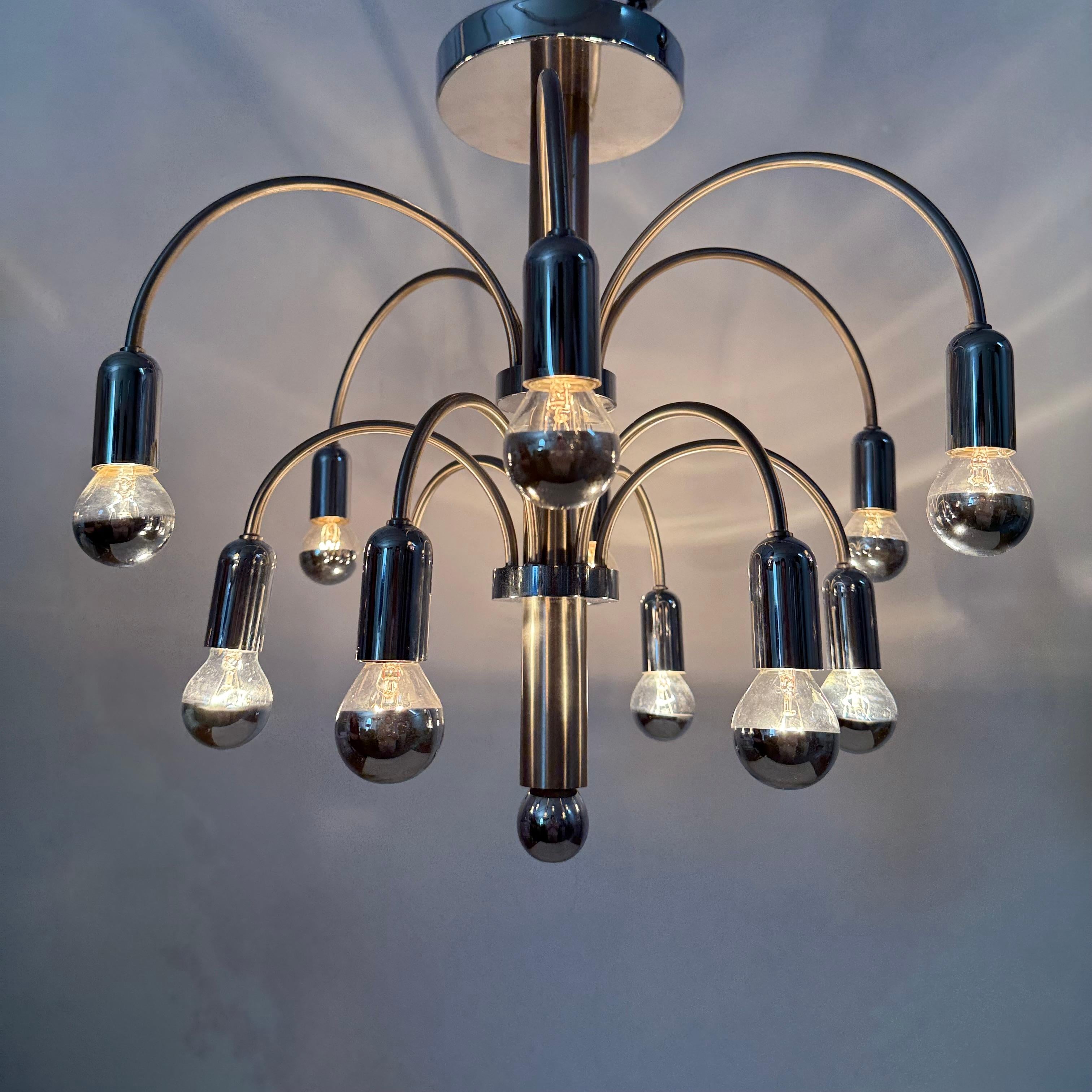 Mid-Century Modern Vintage Chromed Brass Ceiling Lamp from Sciolari, 1970s For Sale